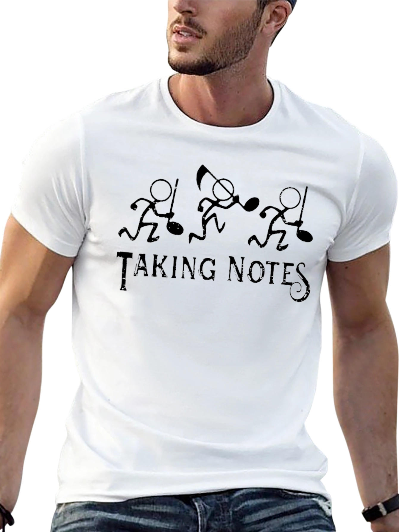 Black Taking Notes Funny Graphic Tee - Black view 13
