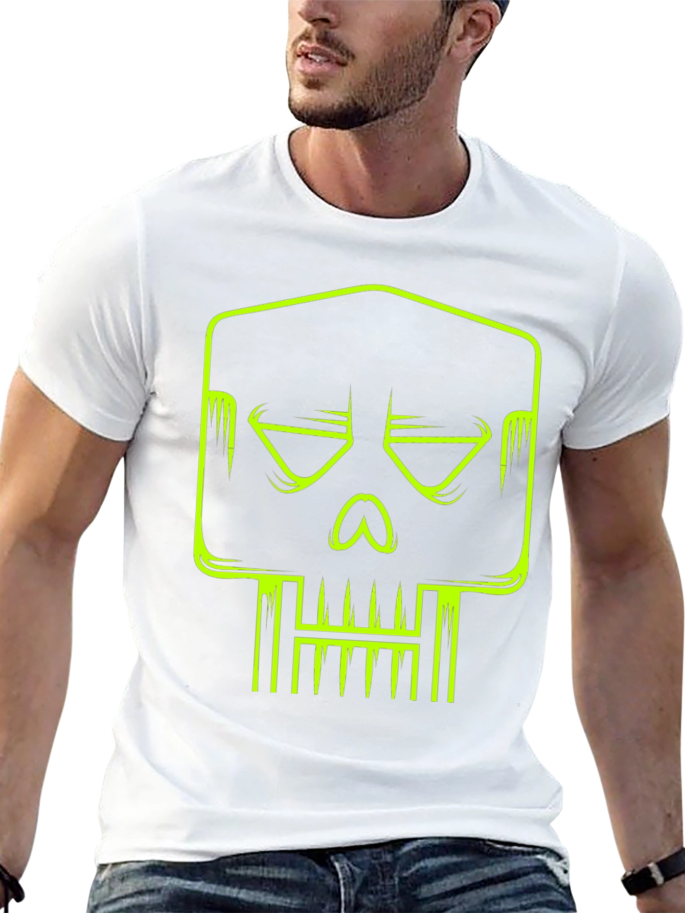 Black Neon Skull Graphic T-Shirt - Modern Streetwear view 13