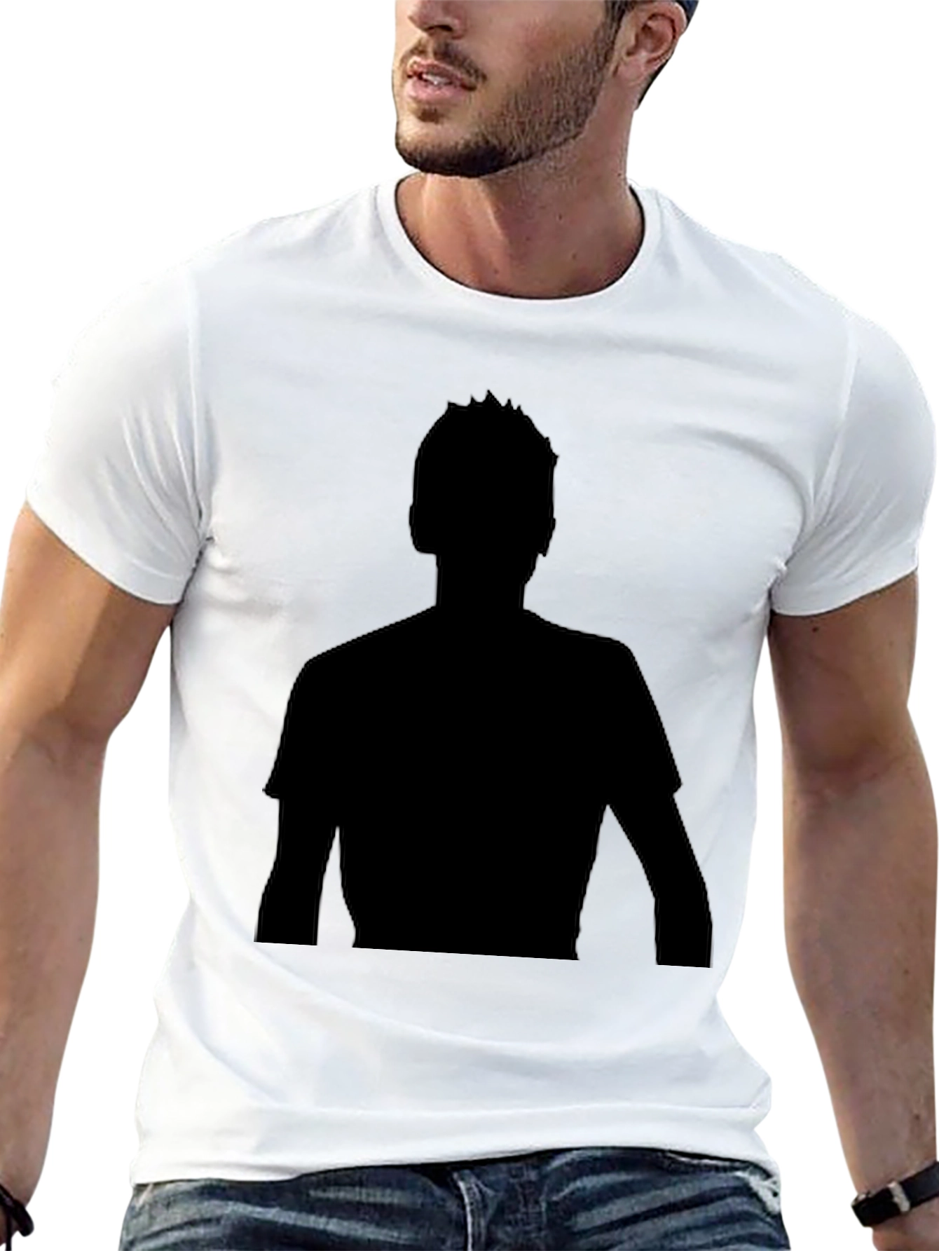 Black Silhouette Graphic Tee - Classic Black Cotton Blend Comfort view 13