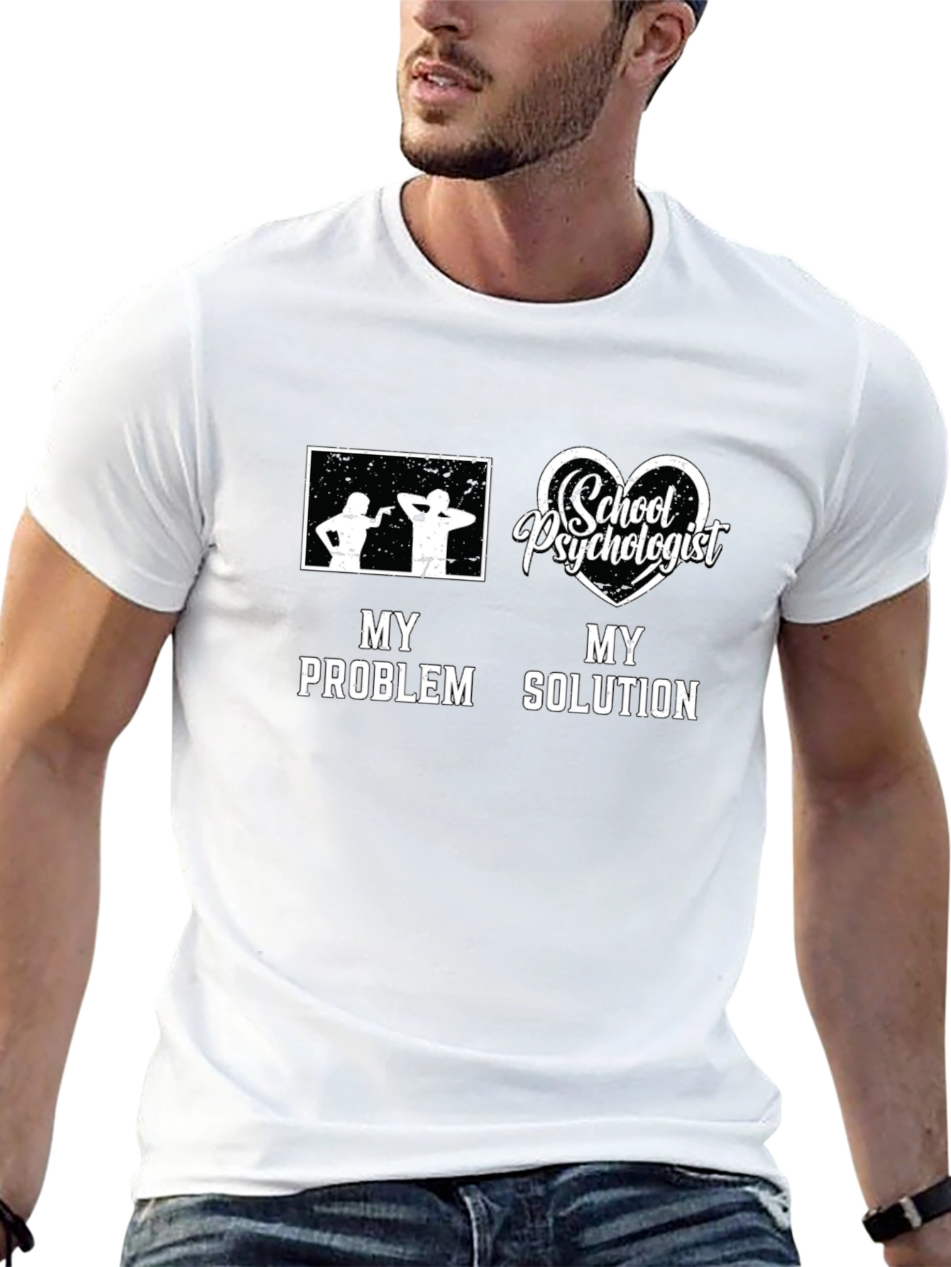 Black School Psychologist T-Shirt - My Problem, My Solution Graphic Tee view 13