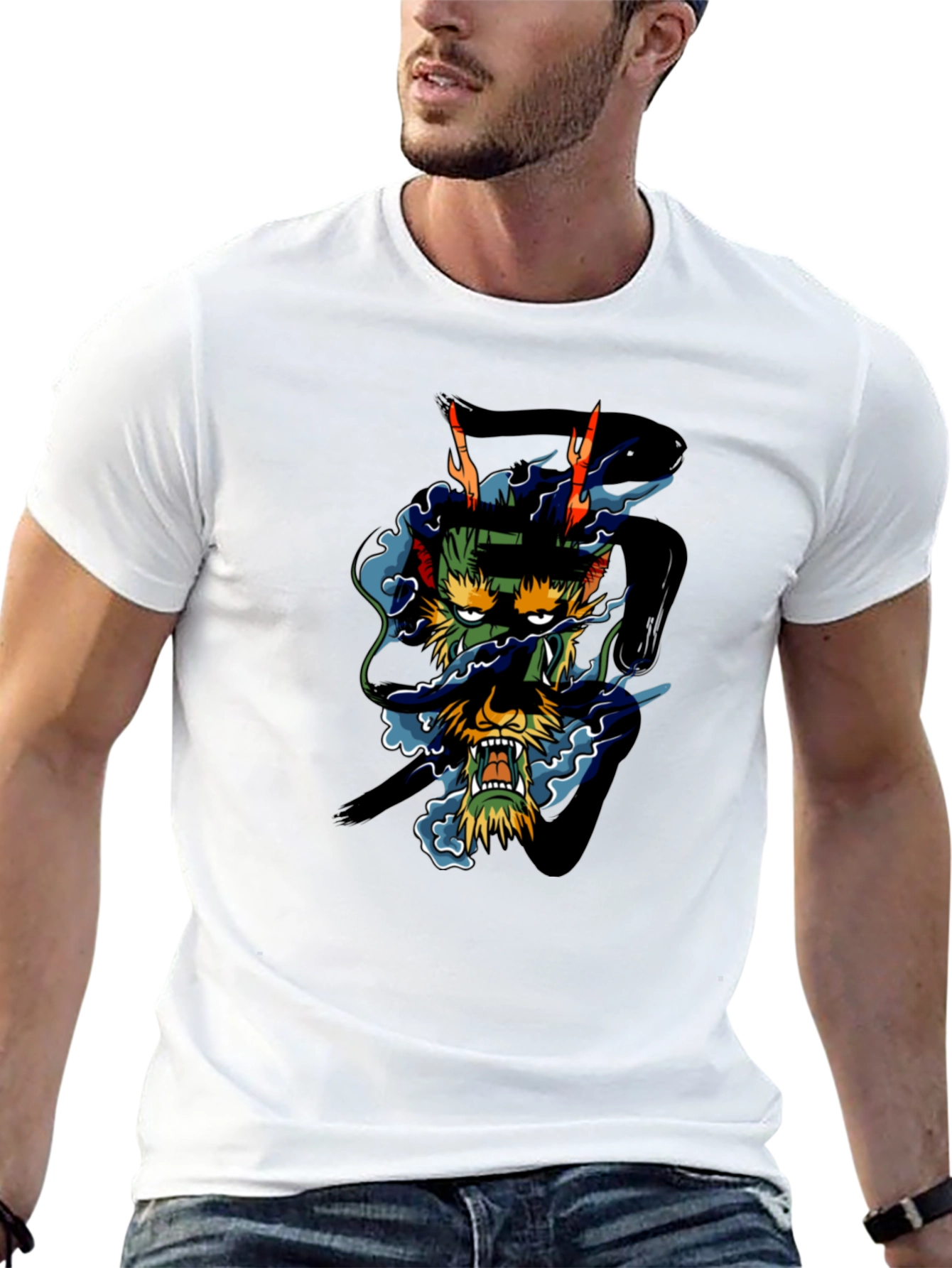 Black Dragon Graphic Black T-Shirt - Unique Design view 13