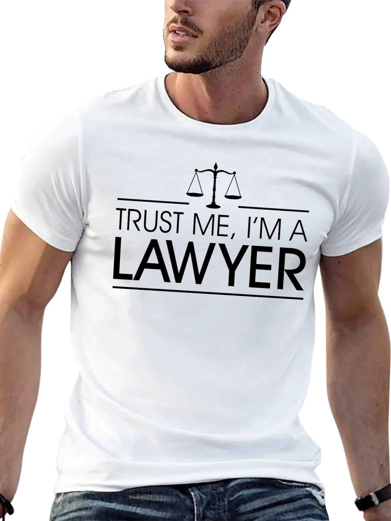 Black Trust Me I'm A Lawyer T-Shirt - Justice Scale Graphic view 13