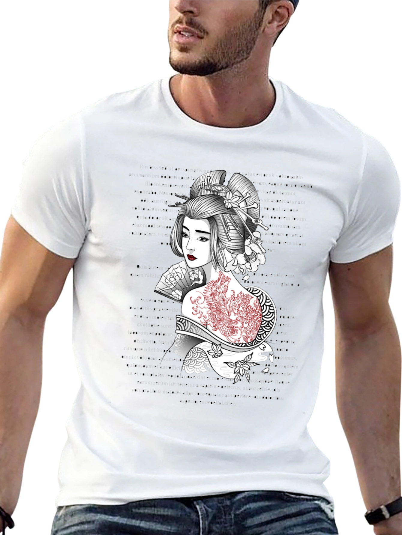 Black Geisha Graphic Tee: Artistic Style, Comfortable Fit view 13