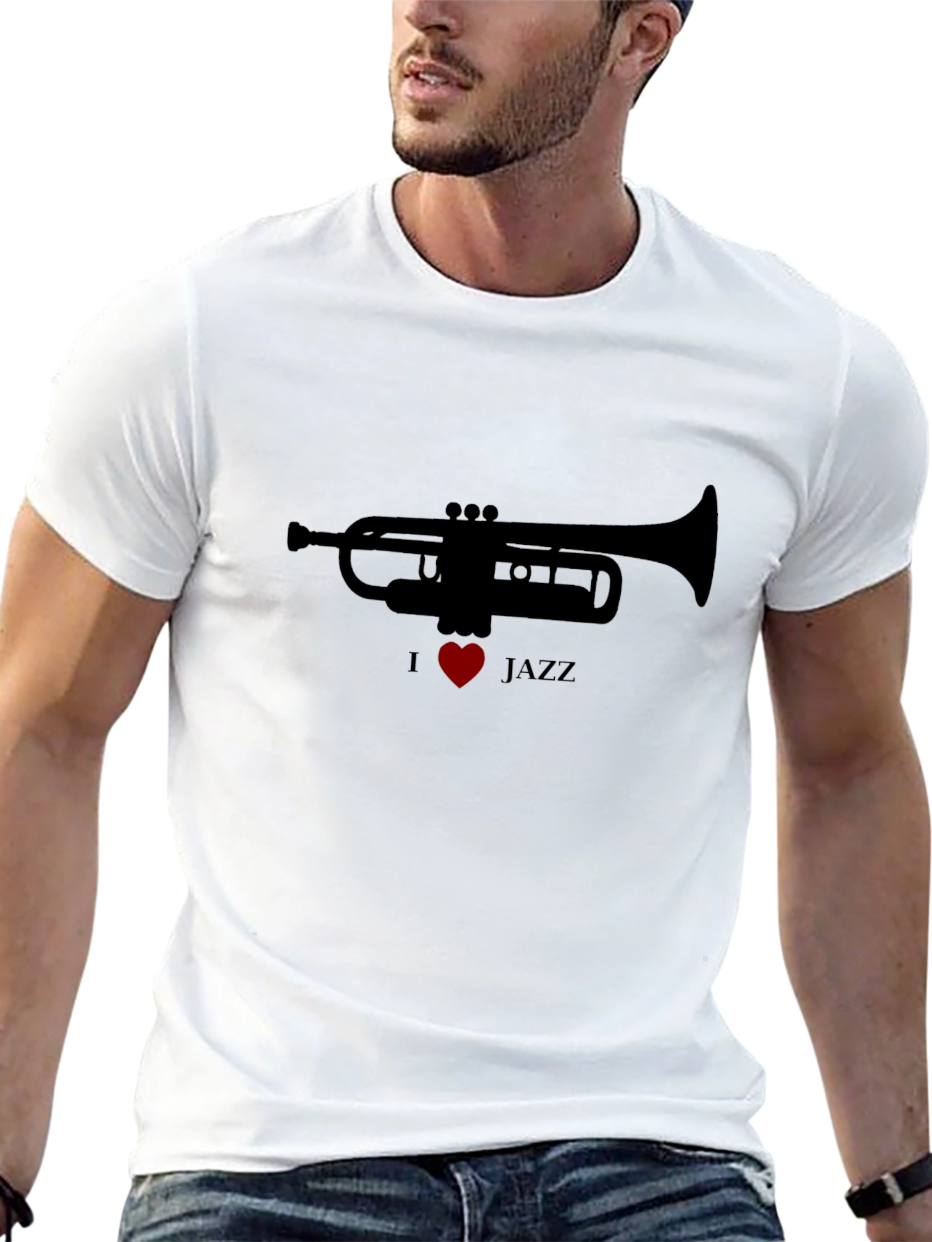 Black I Heart Jazz Trumpet T-Shirt view 13