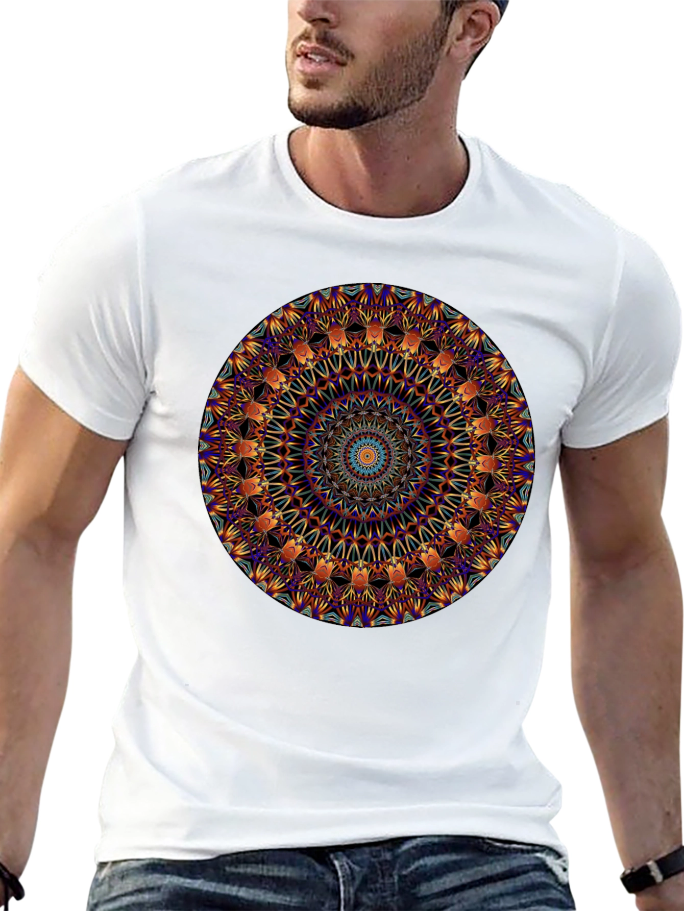 Black Mandala Graphic Print Black T-Shirt view 13