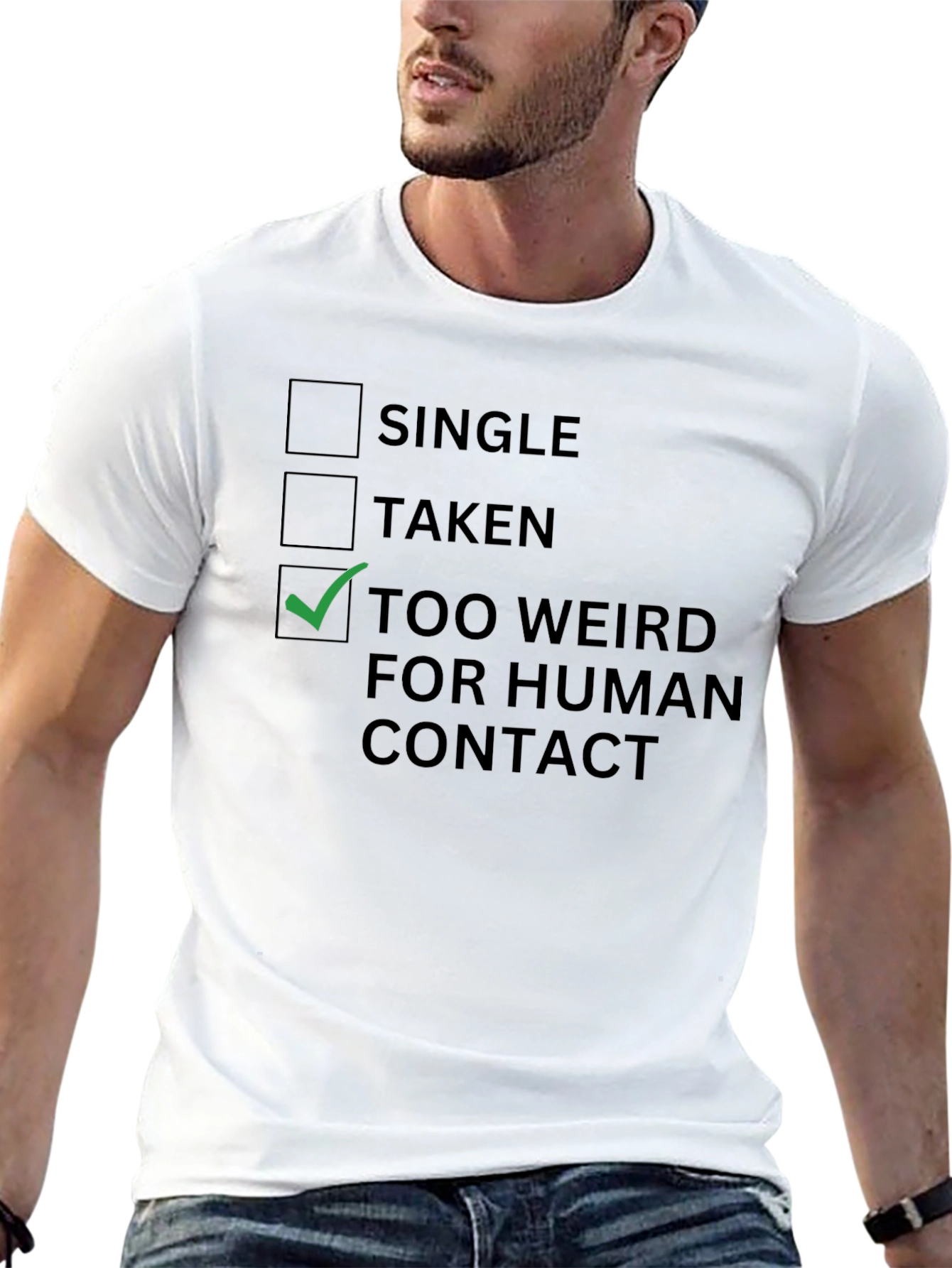 Black Too Weird For Human Contact T-Shirt - Funny Introvert Tee view 13
