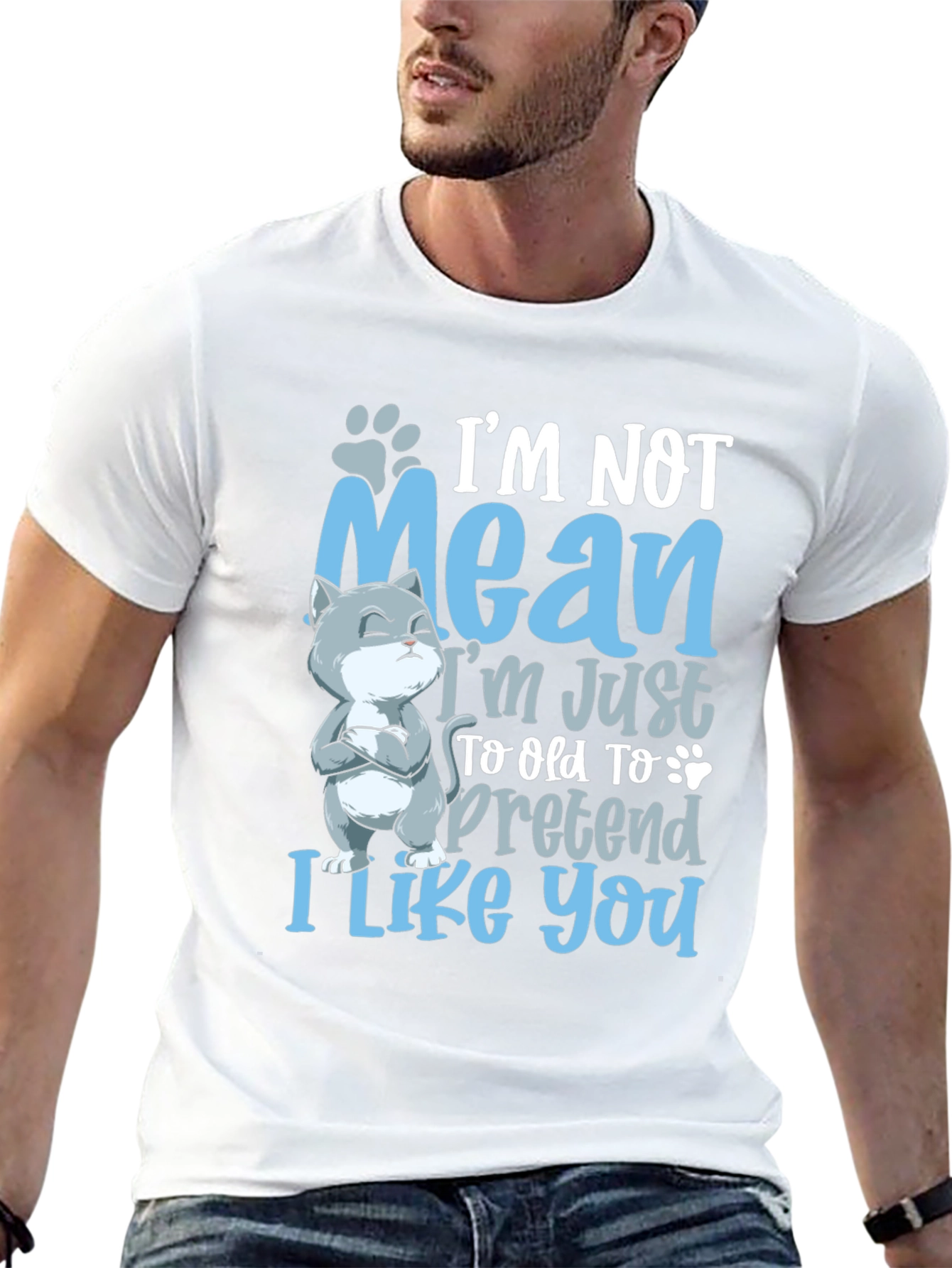 Black Funny Cat Graphic Tee: I'm Not Mean view 13