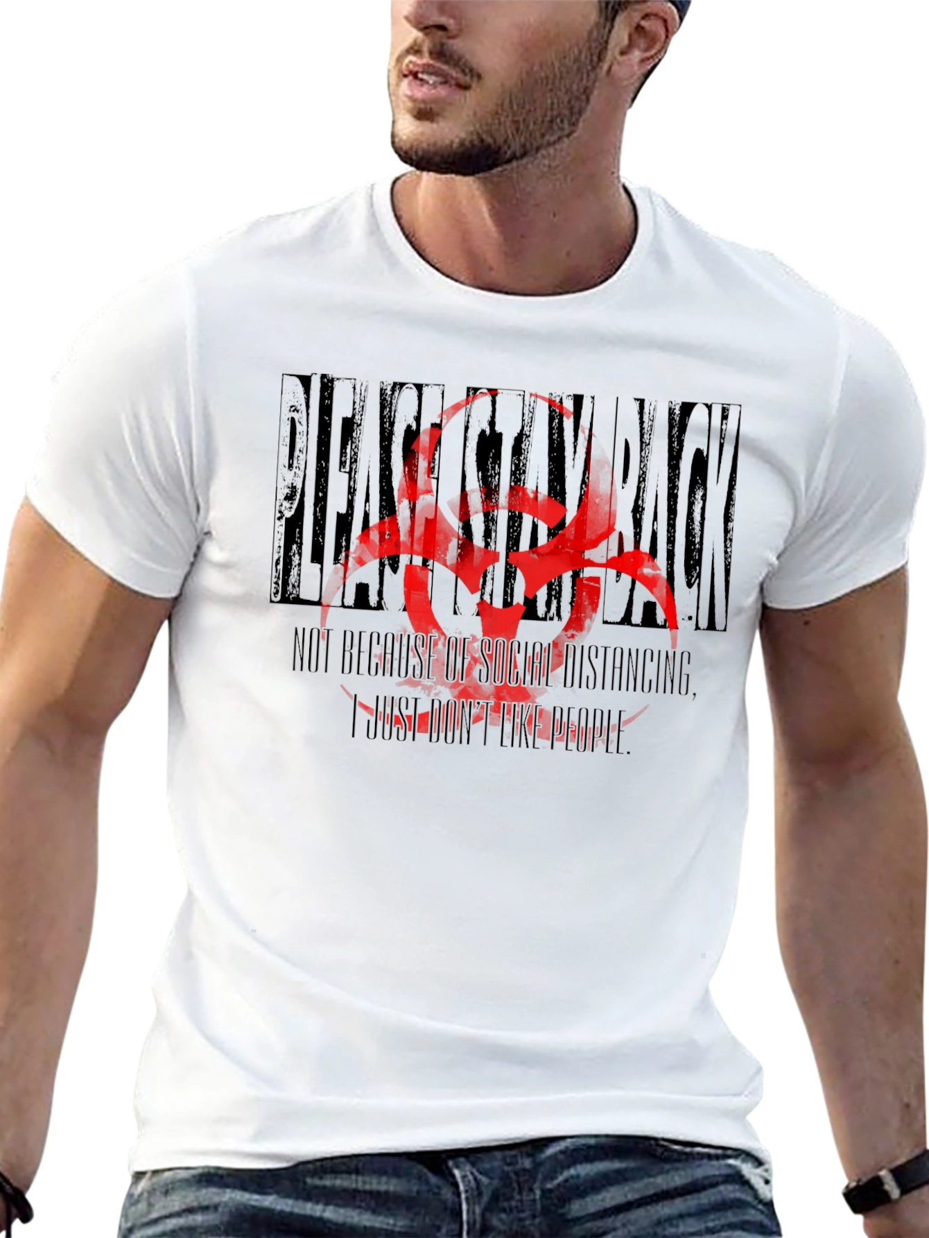 Black Stay Back T-Shirt - Social Distancing Humor Tee view 13