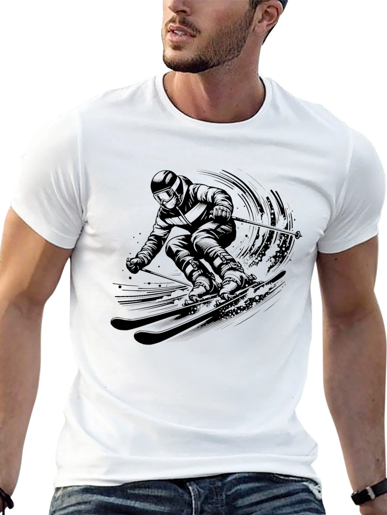 Black Skiing Graphic Tee - Mens' Black Short Sleeve view 13