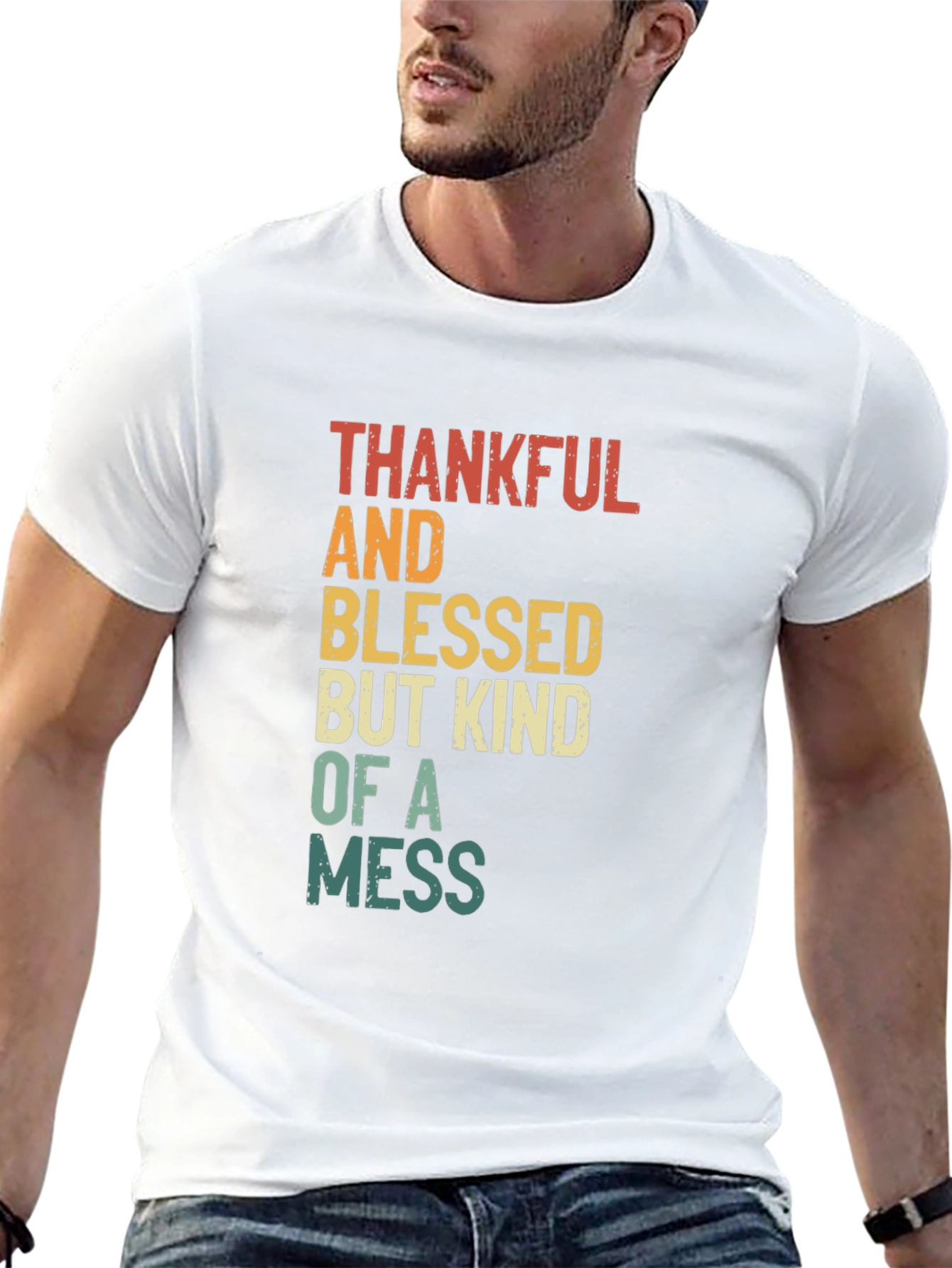 Black Thankful Blessed Kind Mess T-Shirt - Soft Cotton Blend view 13