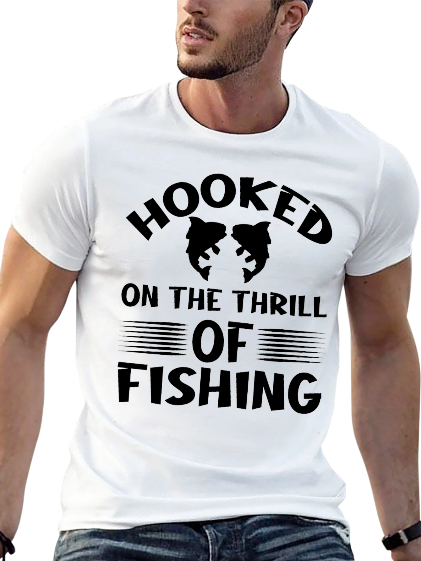 Black Hooked On The Thrill Of Fishing T-Shirt view 13