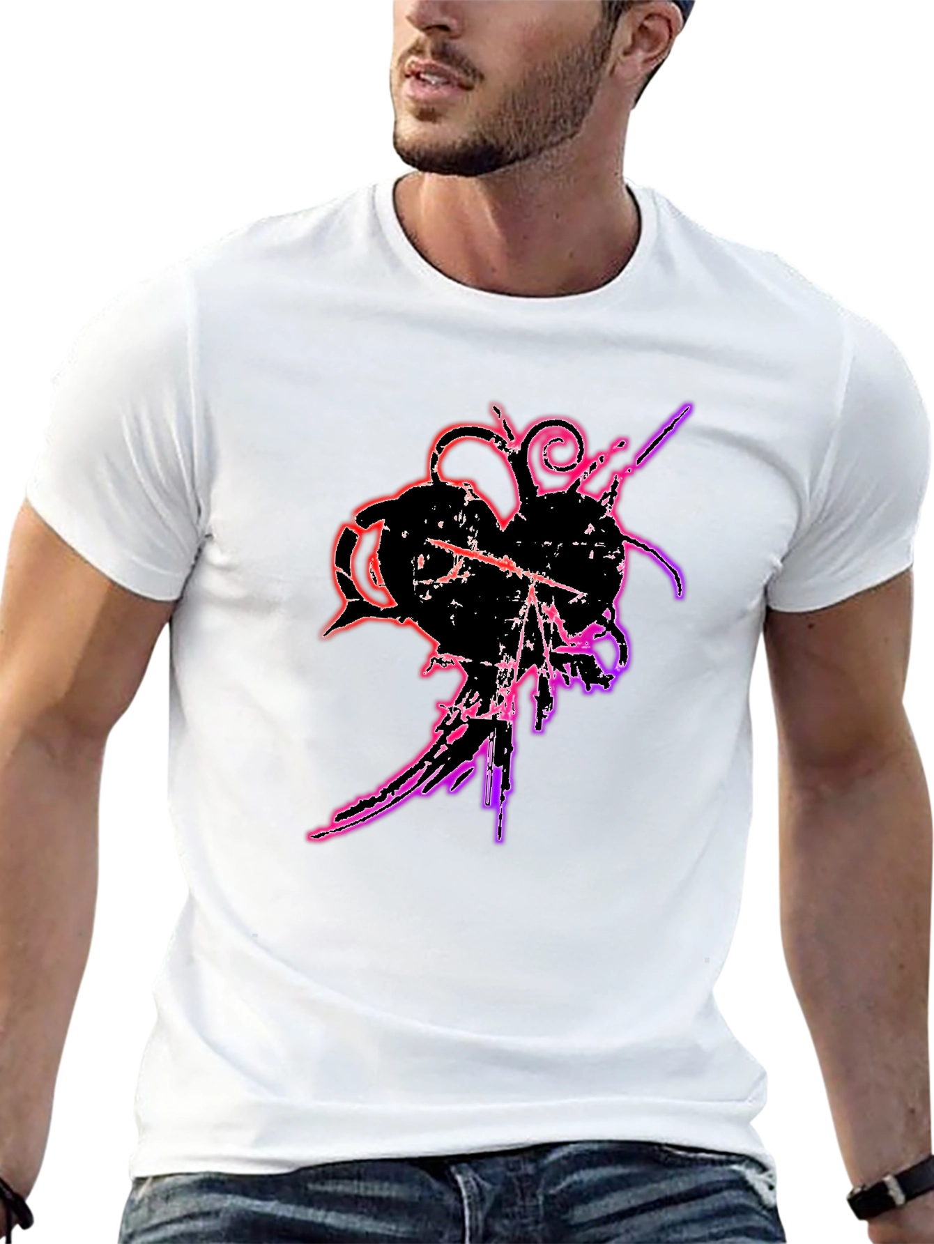 Black Grunge Heart T-Shirt - Edgy Graphic Tee view 13