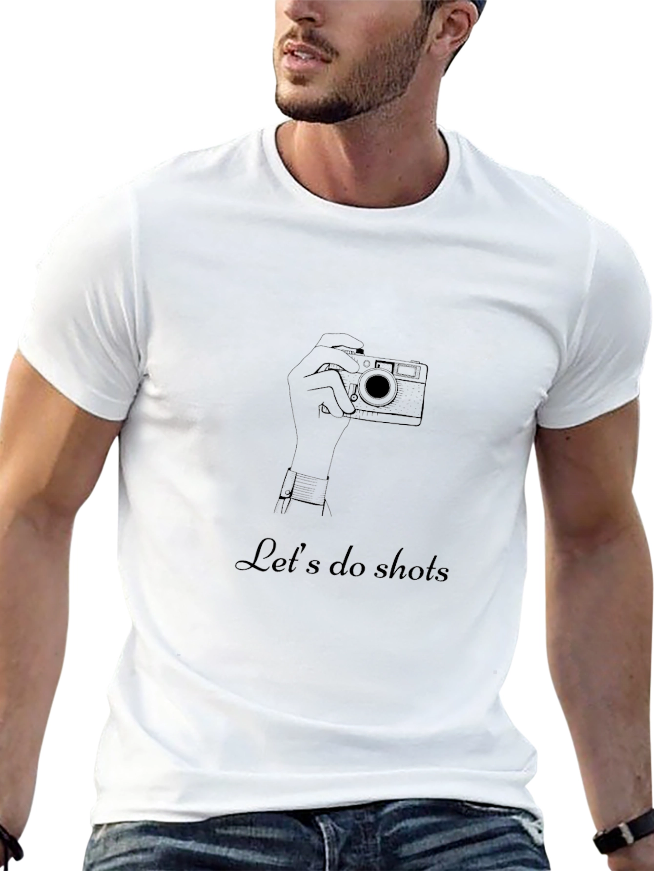 Black Let's Do Shots Graphic Tee - Black Cotton T-Shirt view 13
