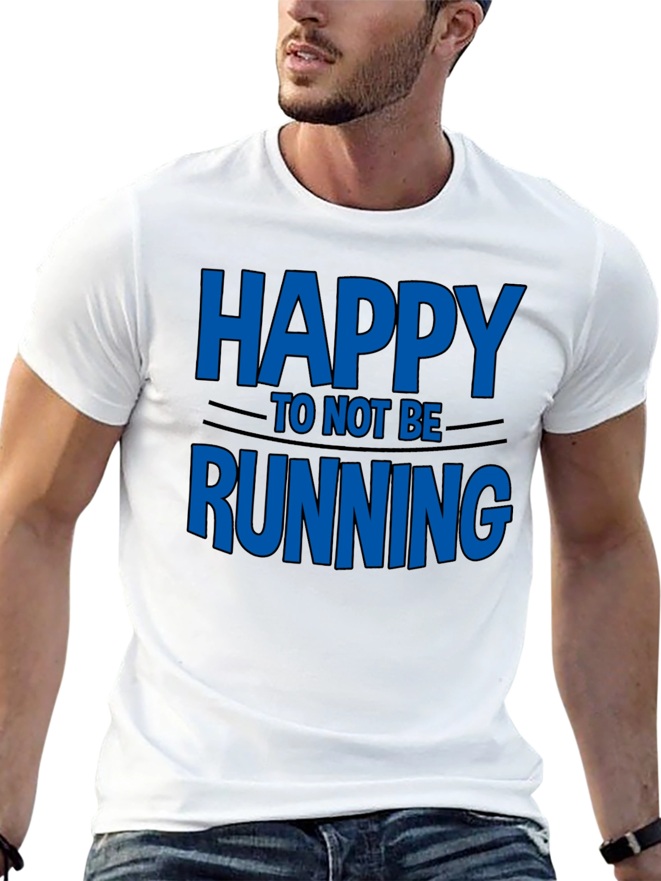 Black Happy To Not Be Running - Novelty T-Shirt view 13
