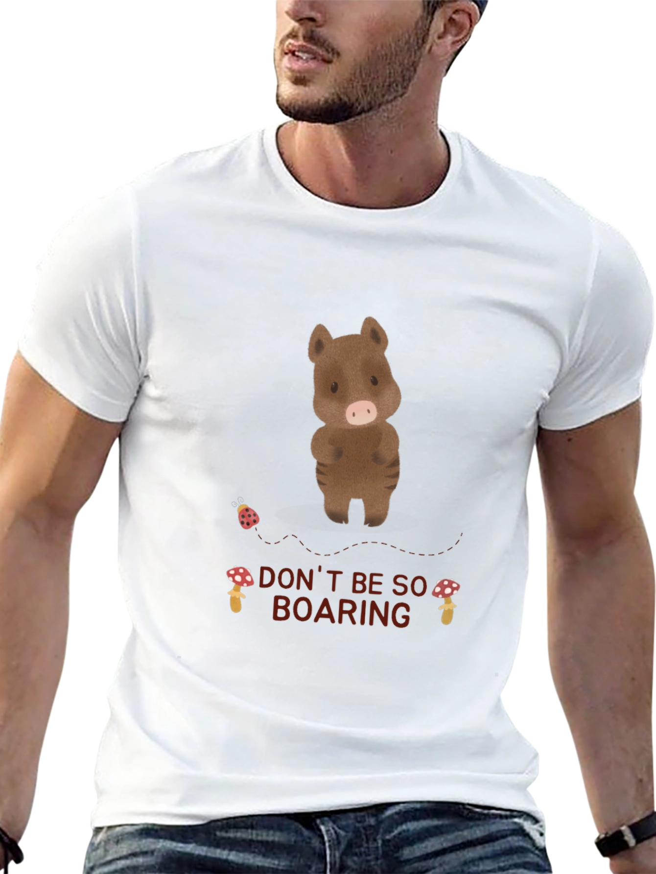 Black Funny Boar T-Shirt - Don't Be So Boaring! view 13