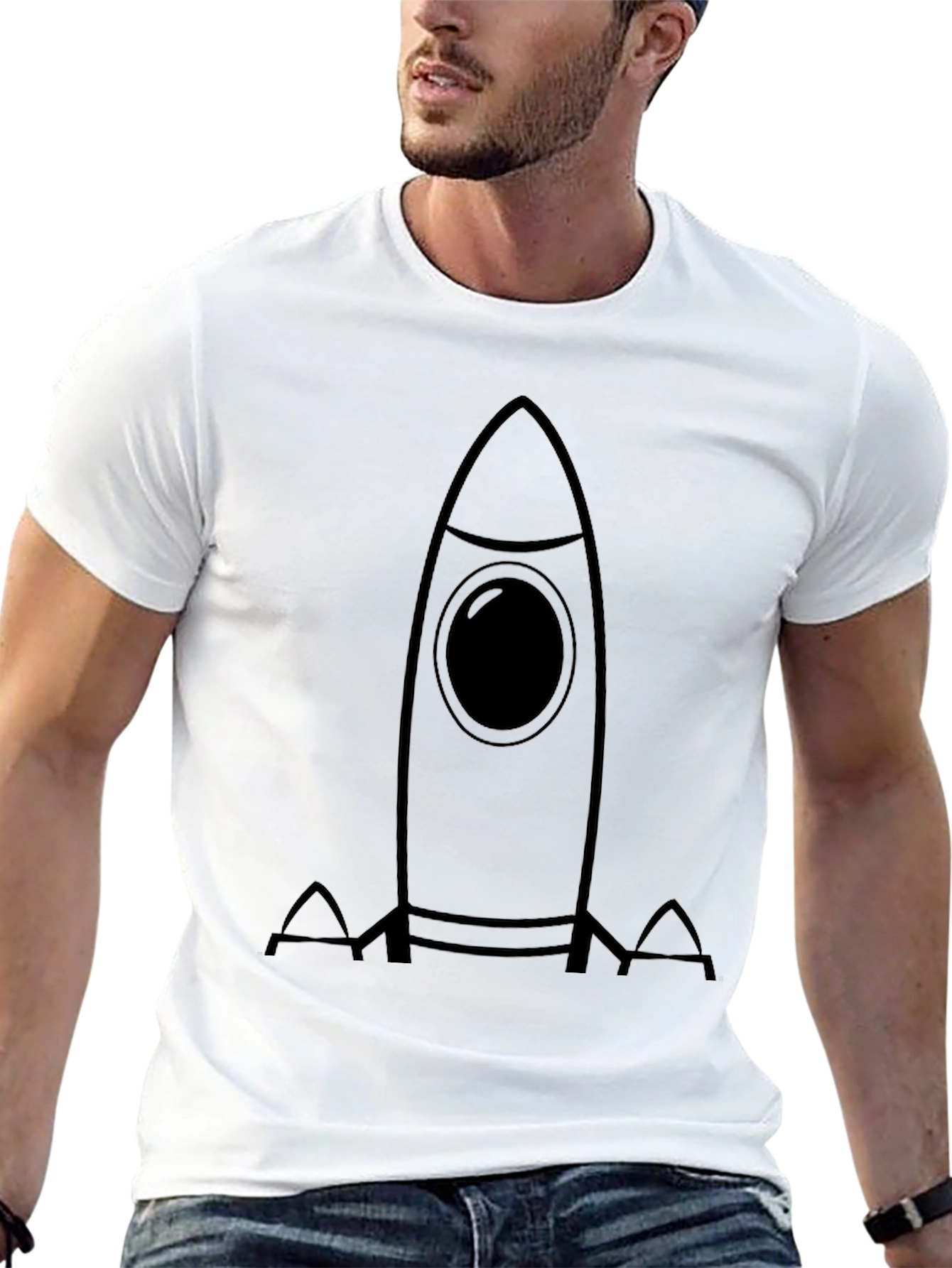 Black Rocket Graphic Tee - Black Cotton T-Shirt view 13