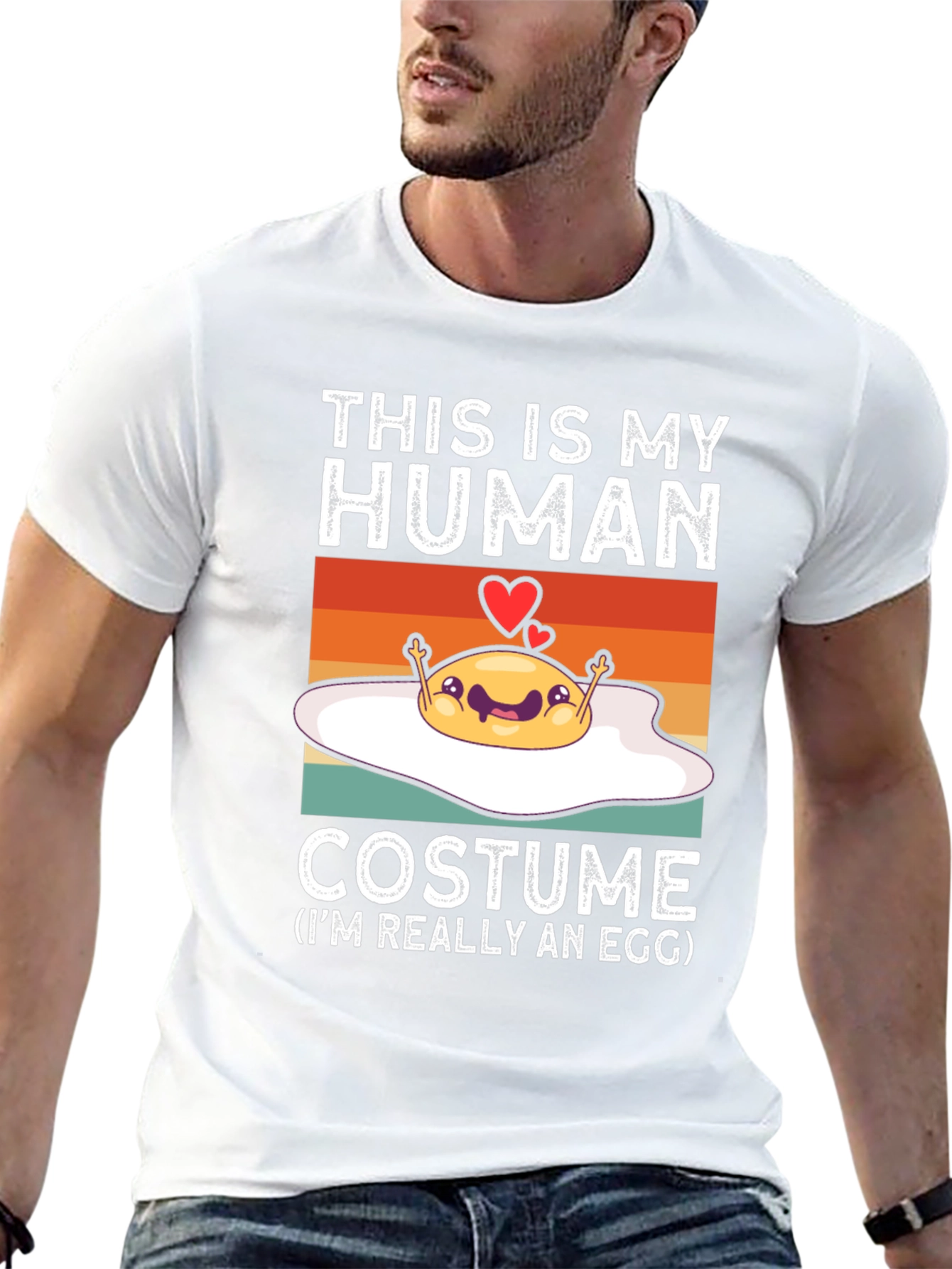 Black This Is My Human Costume T-Shirt - Funny Egg Graphic Tee view 13