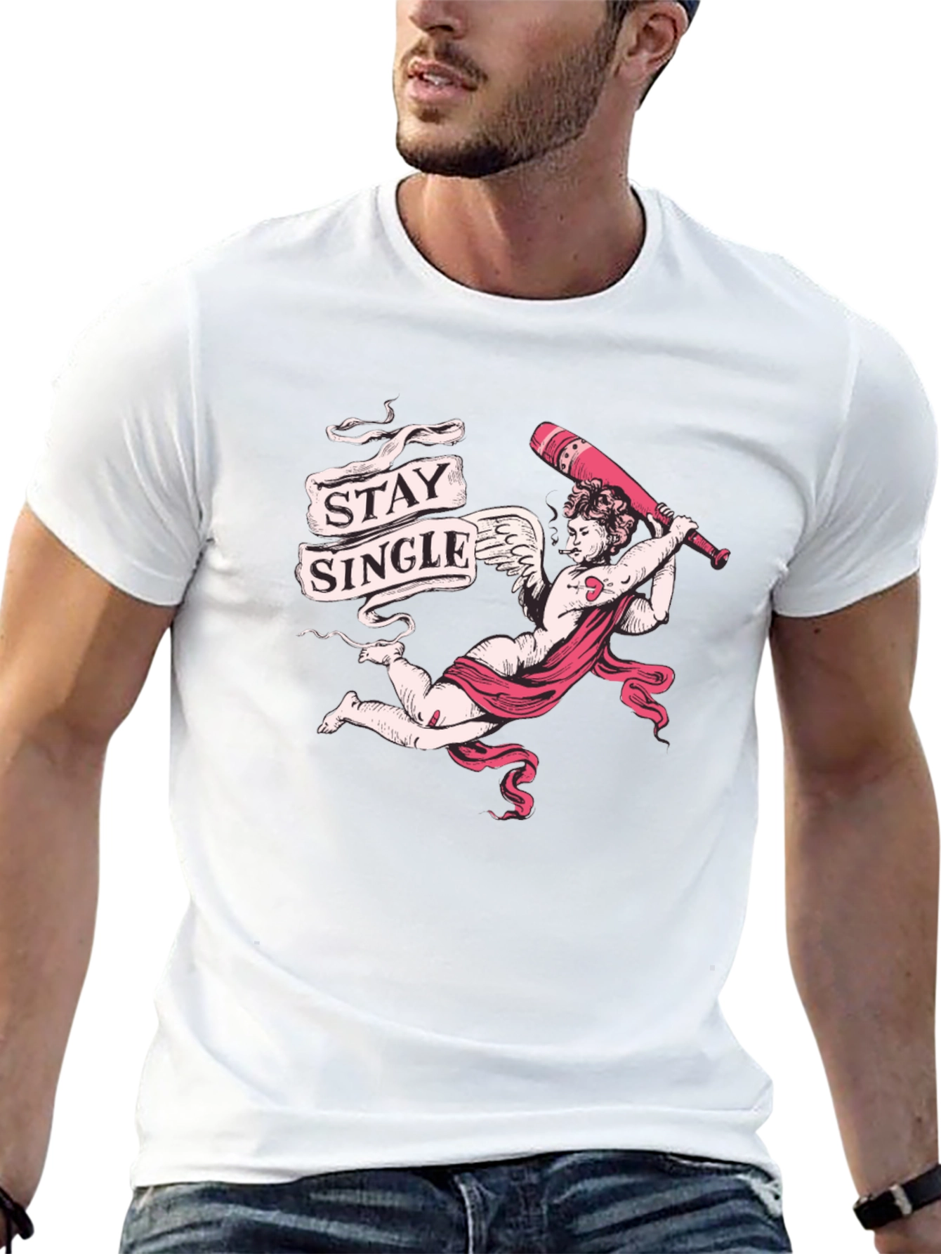 Black Stay Single Graphic Tee - Cupid's Revenge T-Shirt view 13