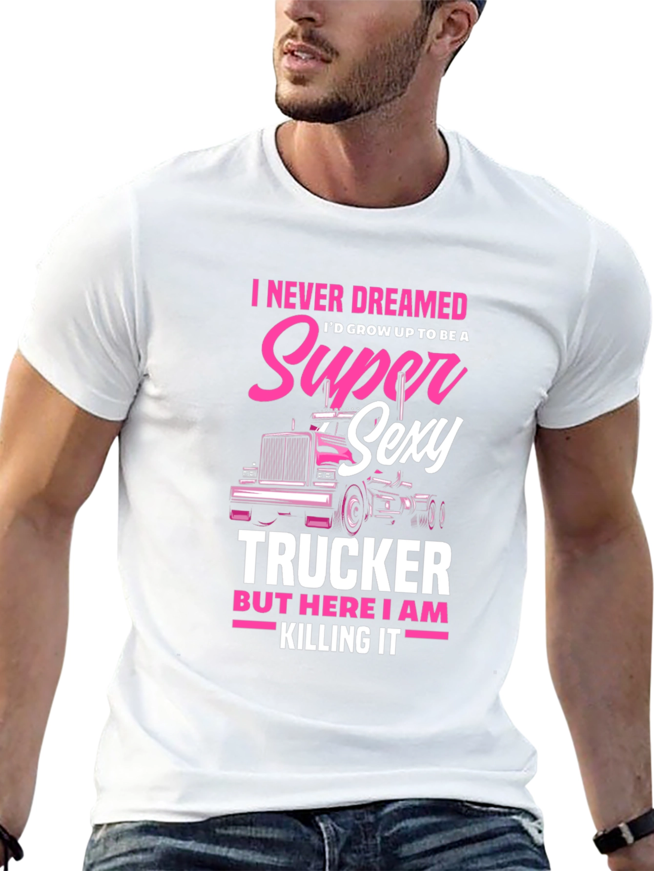 Black Super Sexy Trucker T-Shirt - Novelty Tee view 13
