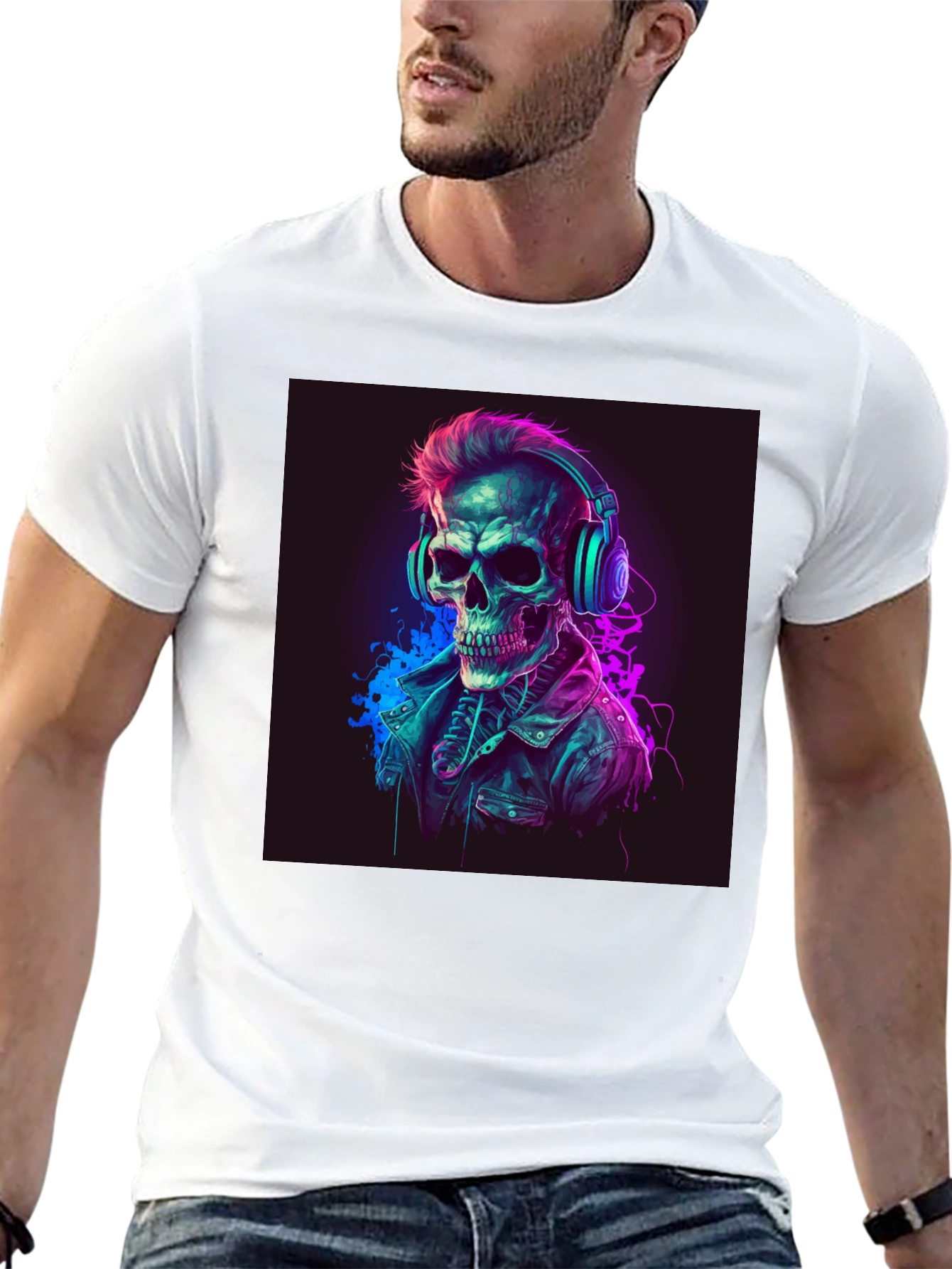 Black Skull DJ Graphic Tee - Cool Edgy Design view 13