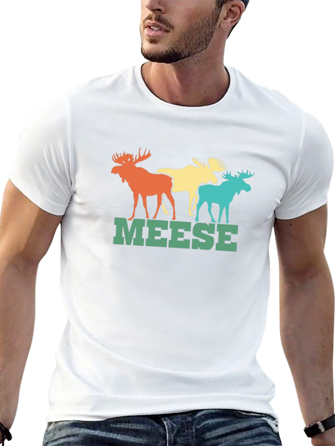 Black Retro Meese T-Shirt: Colorful Moose Graphic Tee view 13
