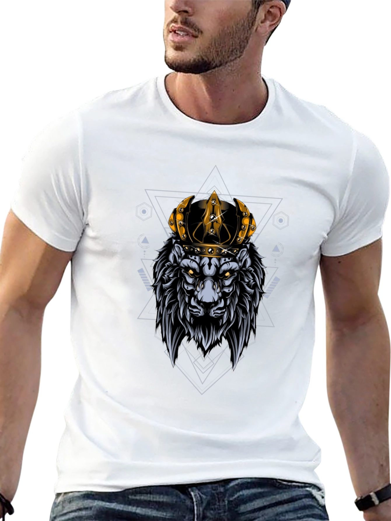 Black Lion King Graphic Tee - Black Cotton T-Shirt view 13