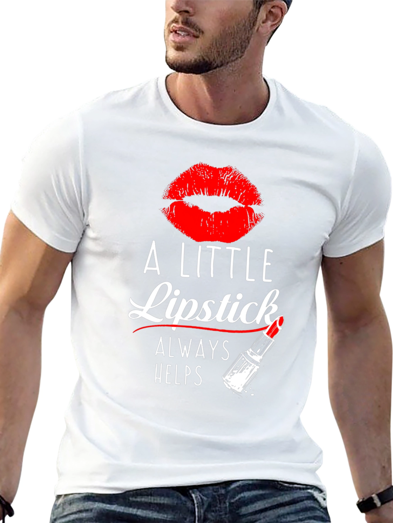 Black A Little Lipstick Always Helps T-Shirt view 13
