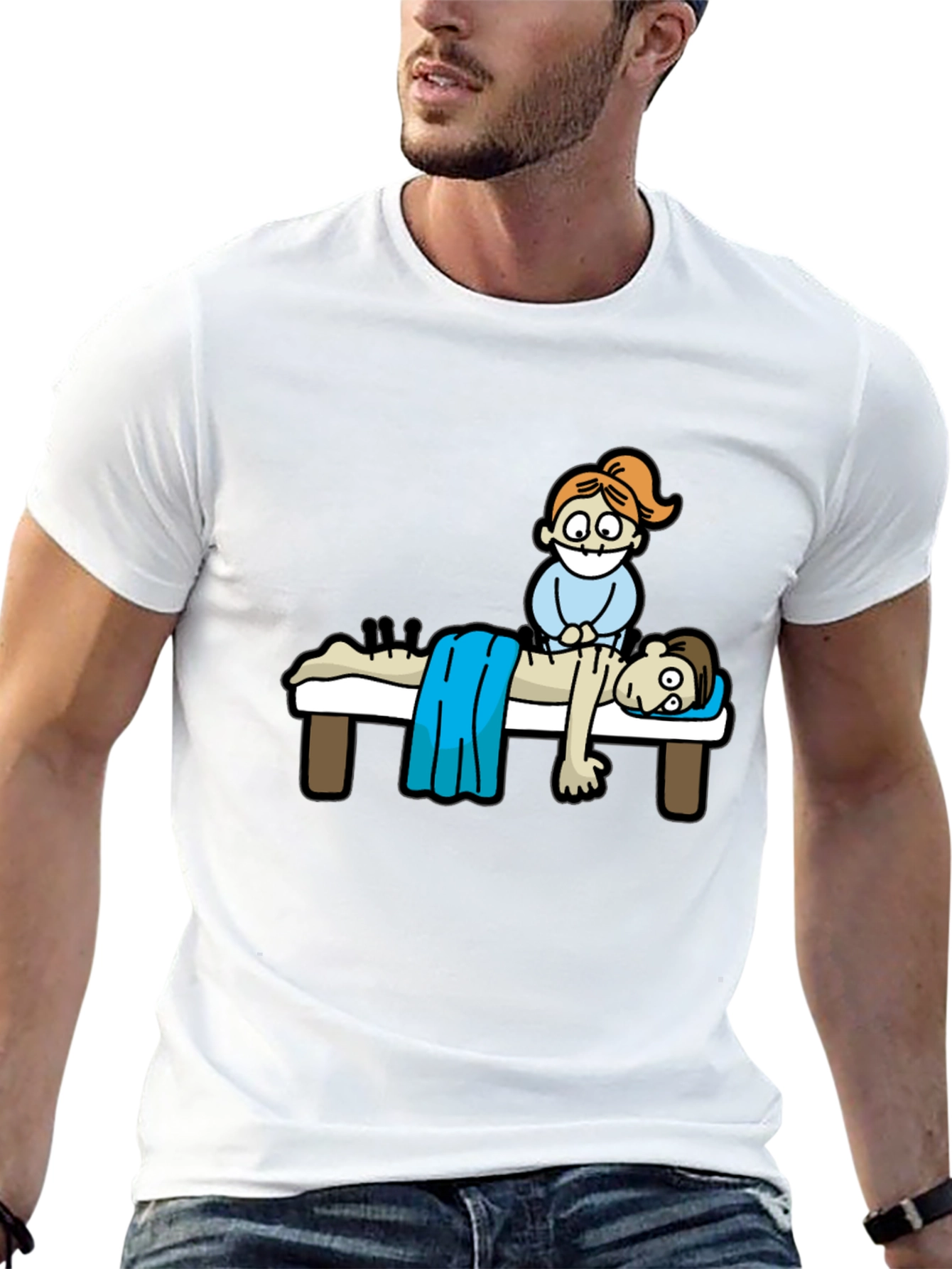 Black Acupuncture Cartoon T-Shirt view 13
