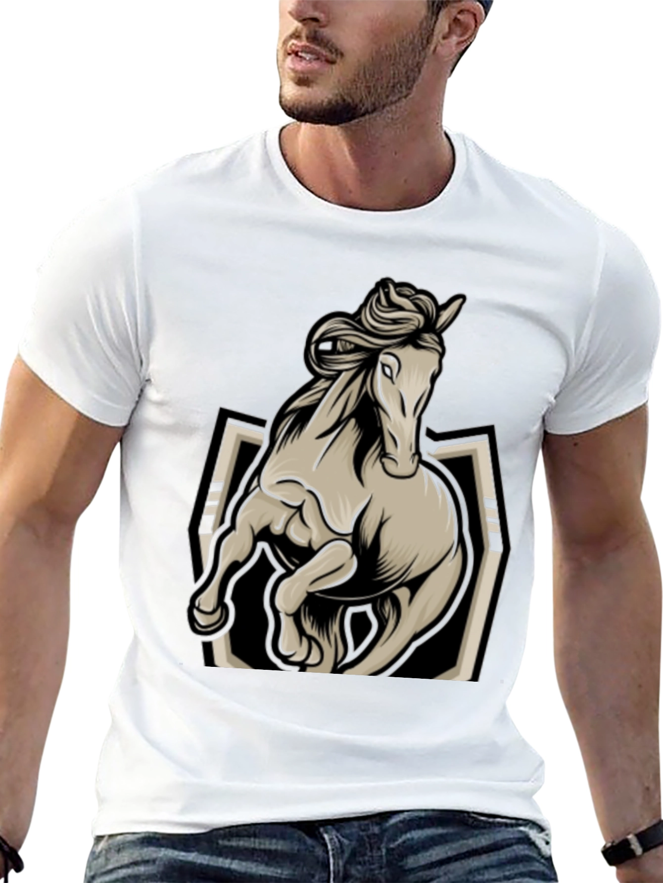 Black Horse Graphic Tee - Stylish Black Men's T-Shirt view 13