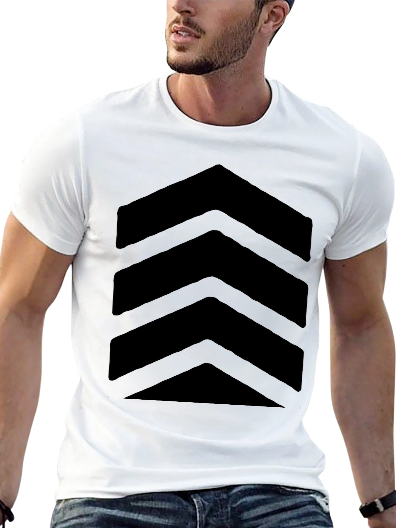 Black Bold Chevron Graphic Tee - Modern Style view 13