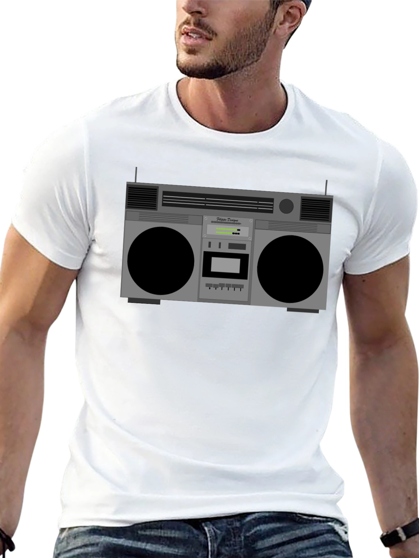 Black Retro Boombox Graphic T-Shirt - Vintage Style view 13
