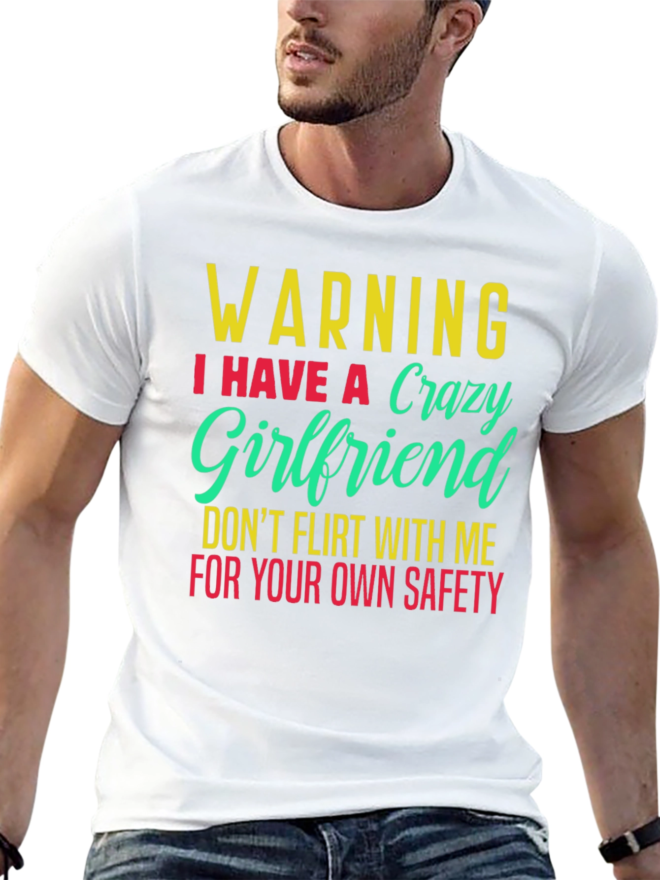 Black Warning Crazy Girlfriend Men's T-Shirt view 13