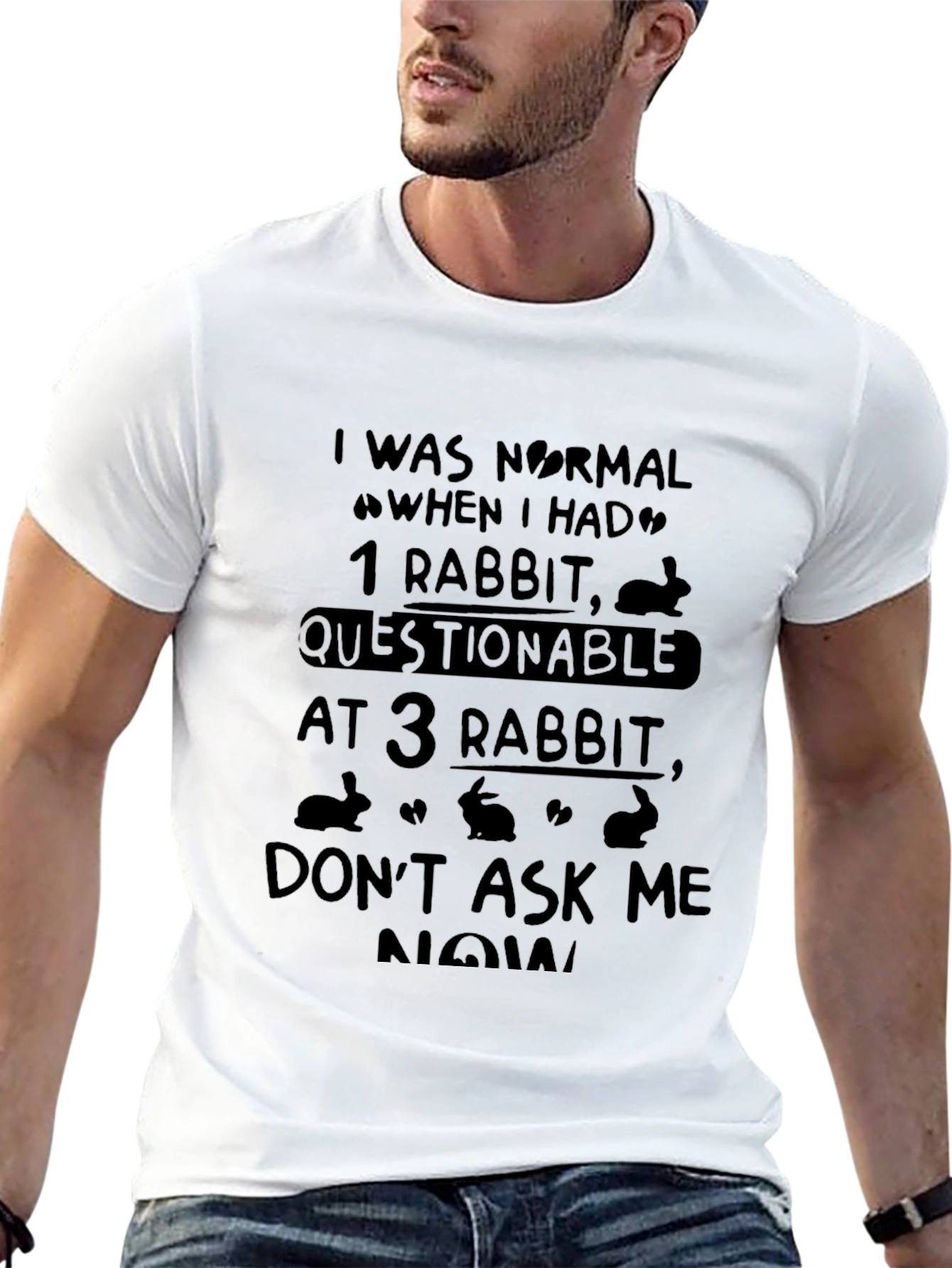 Black Funny Rabbit Lover T-Shirt - Questionable After 3 Rabbits view 13