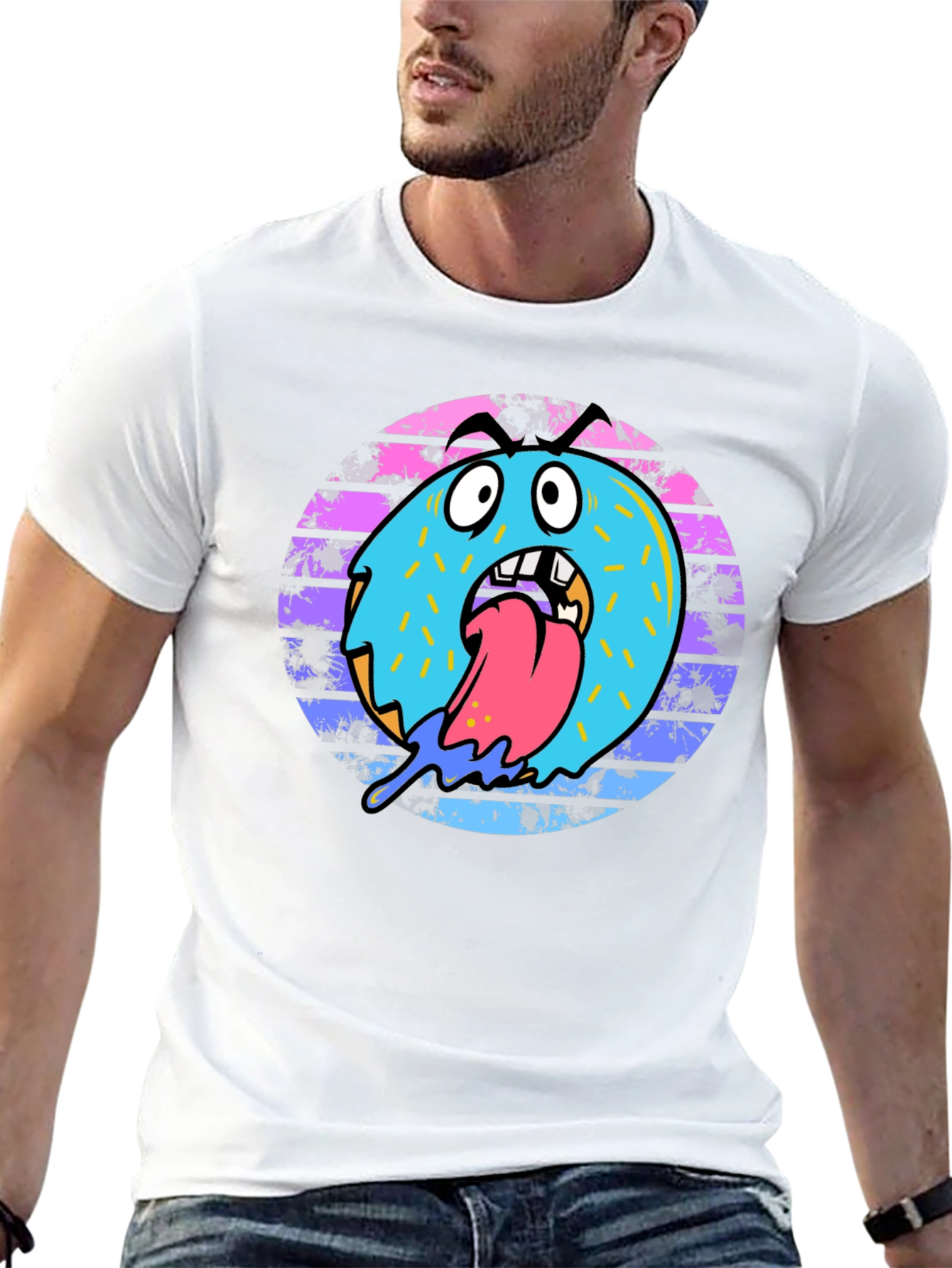 Black Monster Donut Graphic Tee - Black Cotton Blend view 13