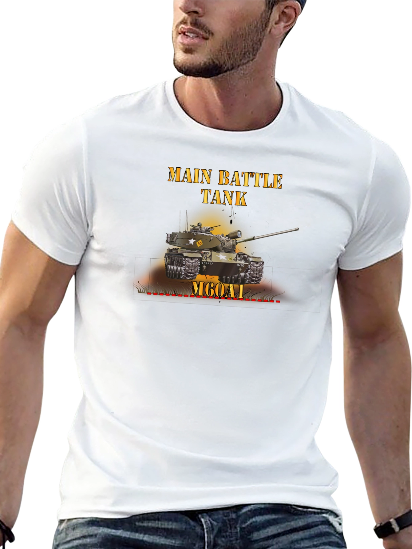 Black Main Battle Tank M60A1 Graphic T-Shirt view 13