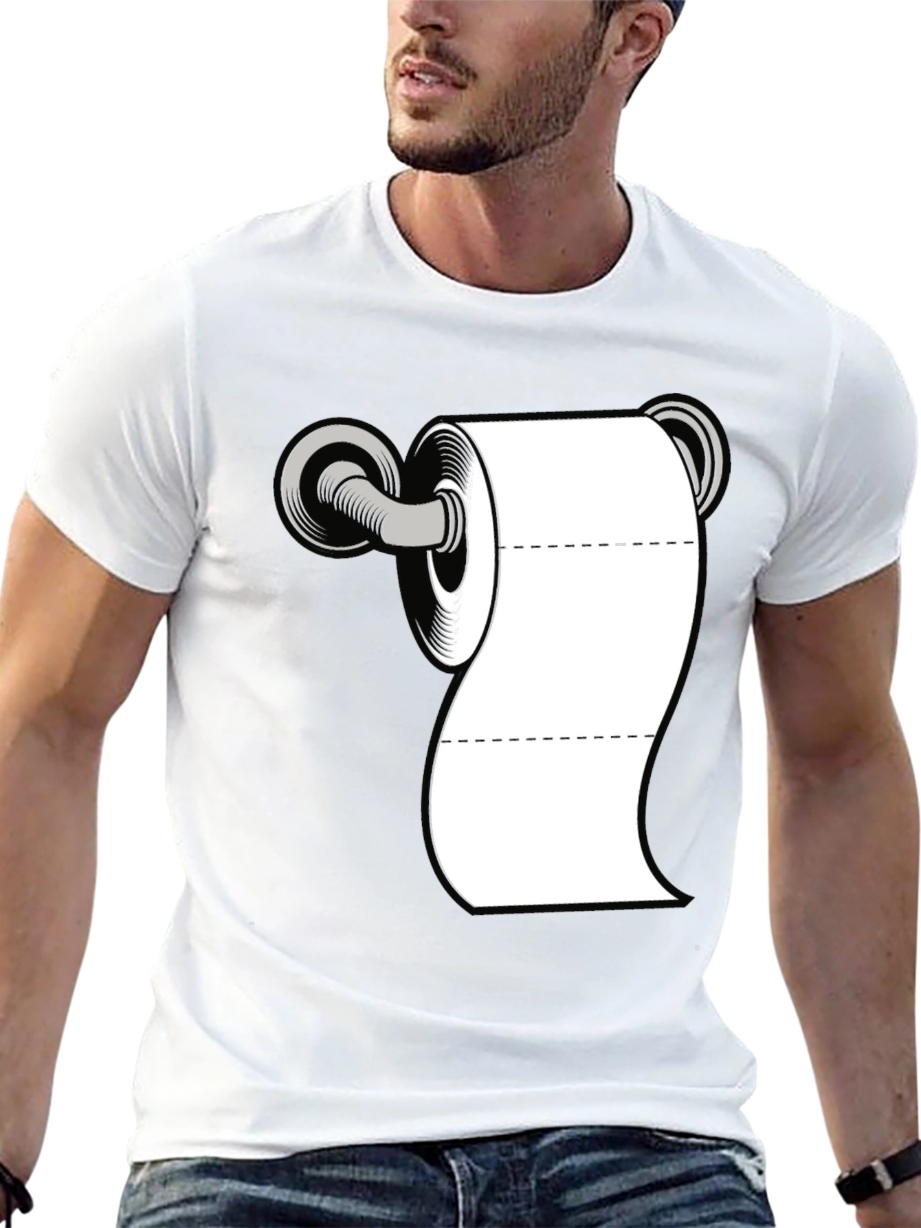 Black Toilet Paper Humor Tee - Black Cotton Blend Shirt view 13