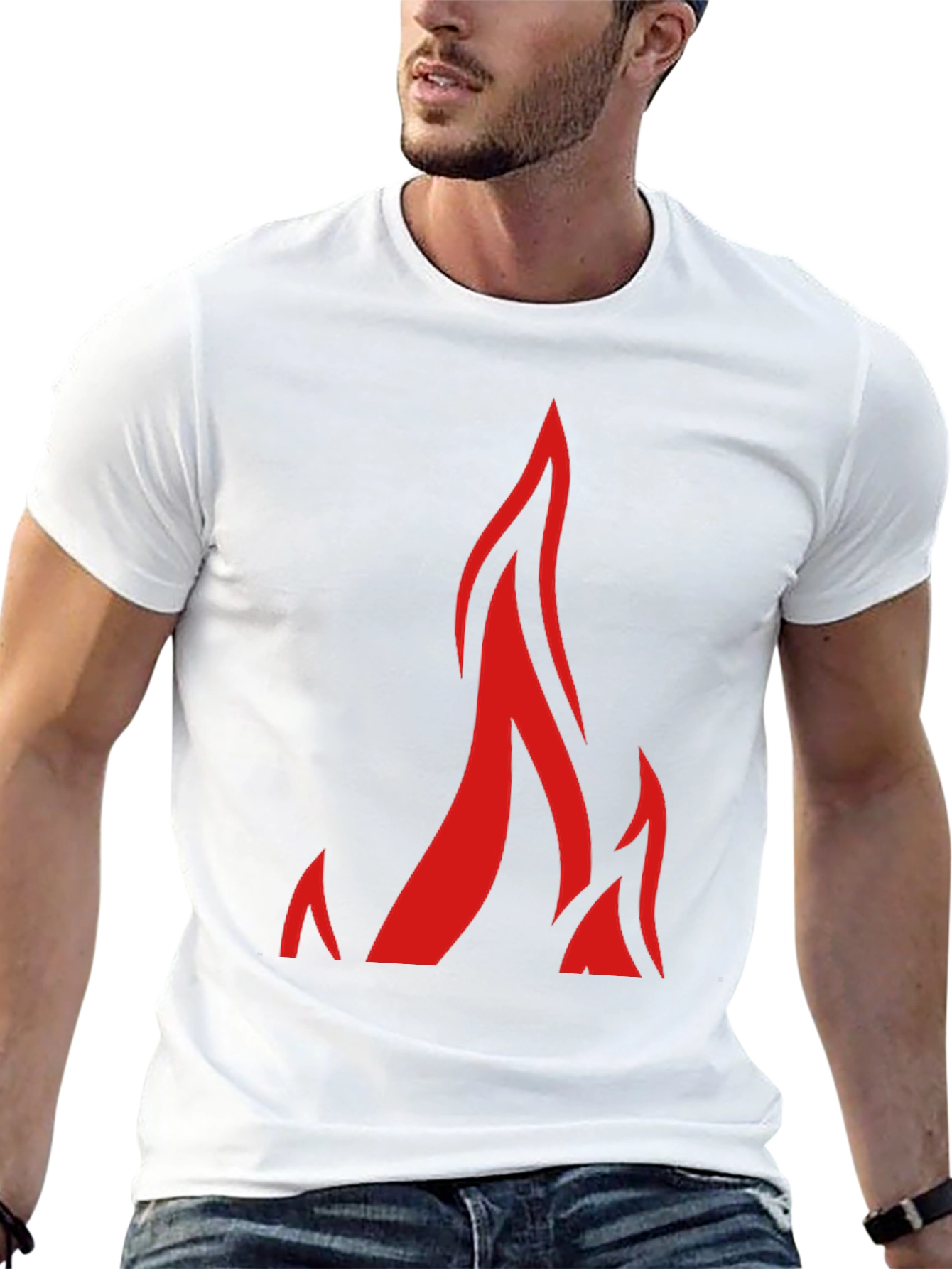 Black Fiery Red Flame Graphic Black T-Shirt view 13
