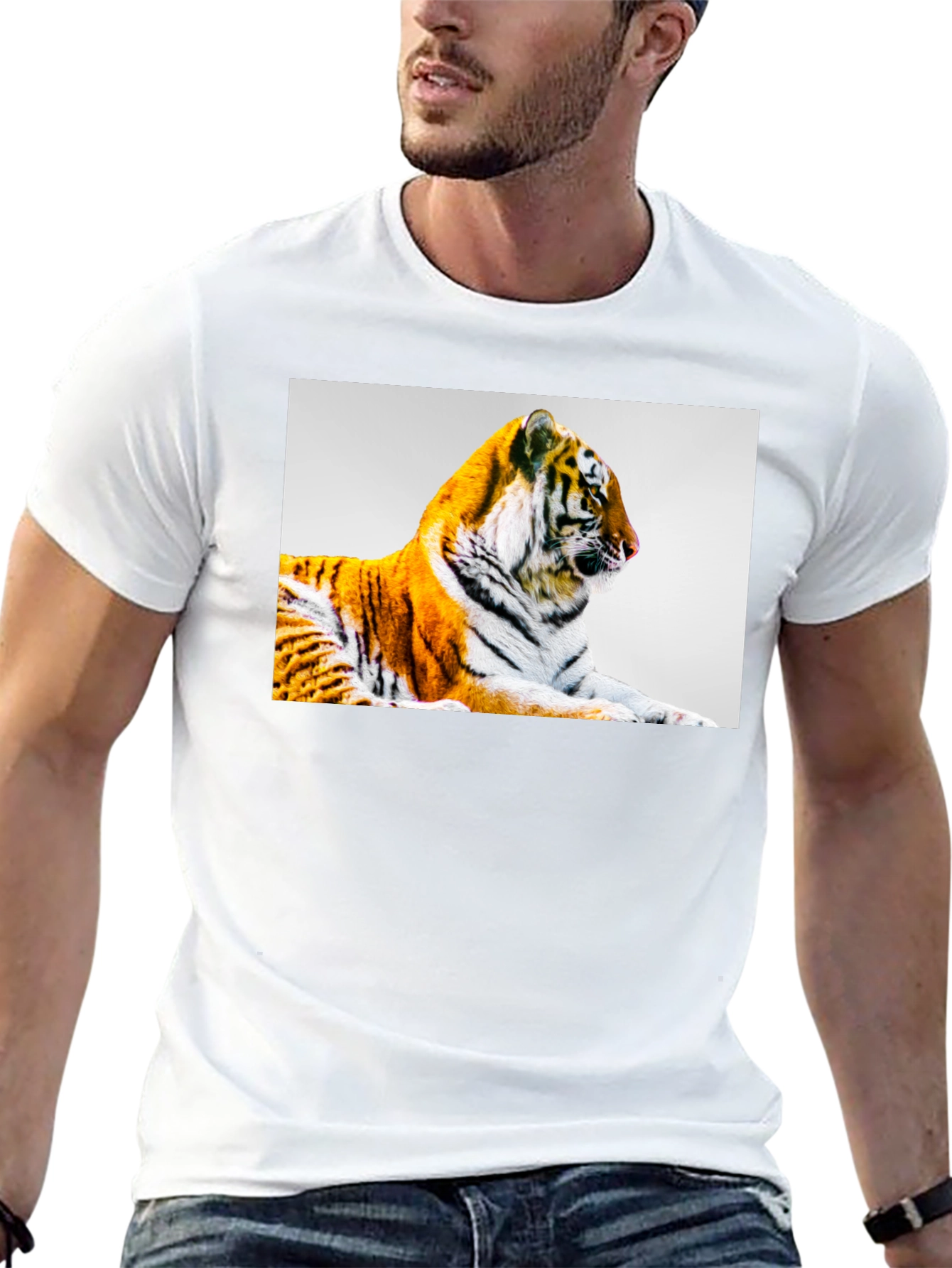 Black Tiger Graphic Print Black T-Shirt view 13