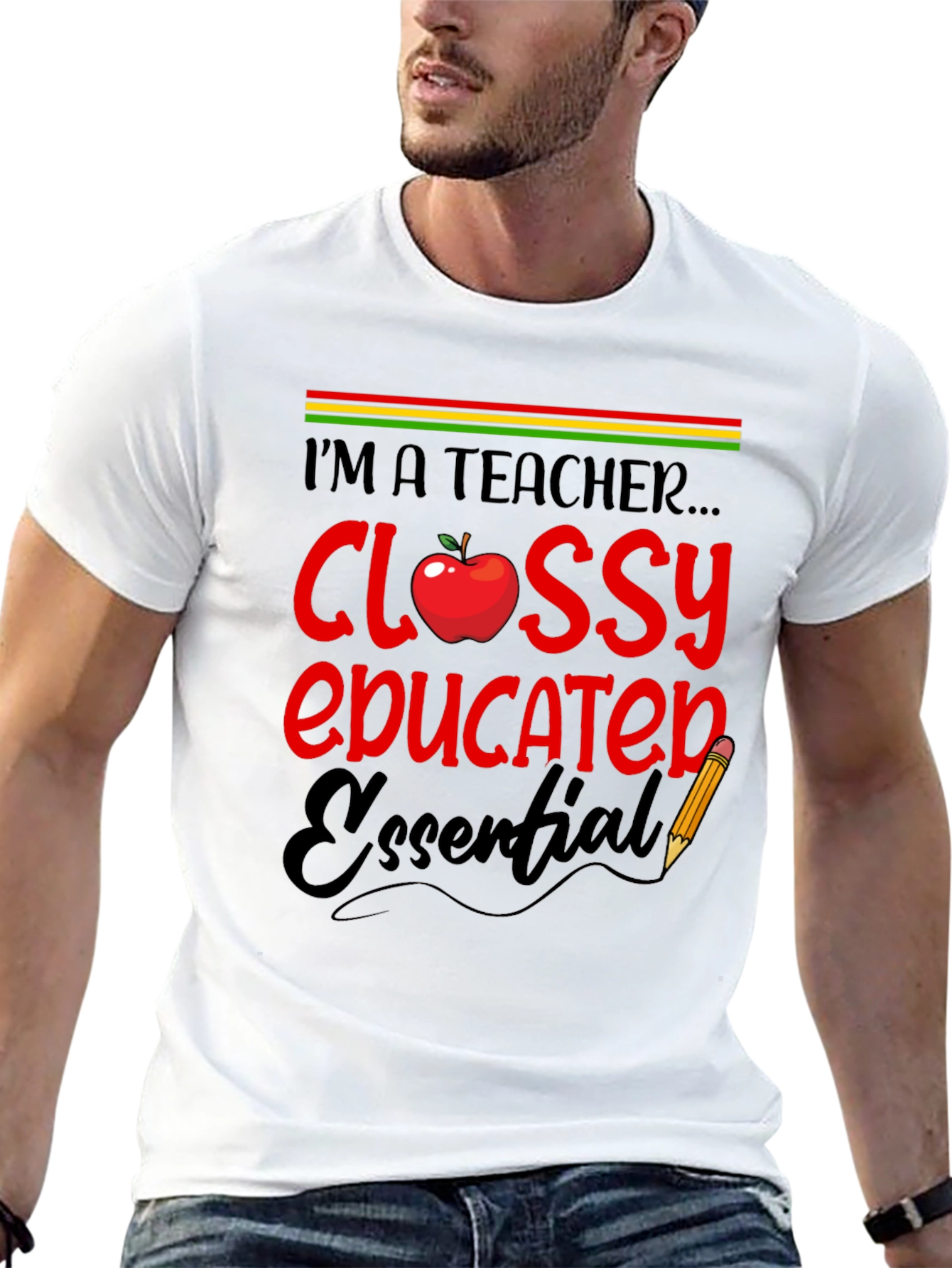Black Teacher Glossy Educated Essential T-Shirt view 13