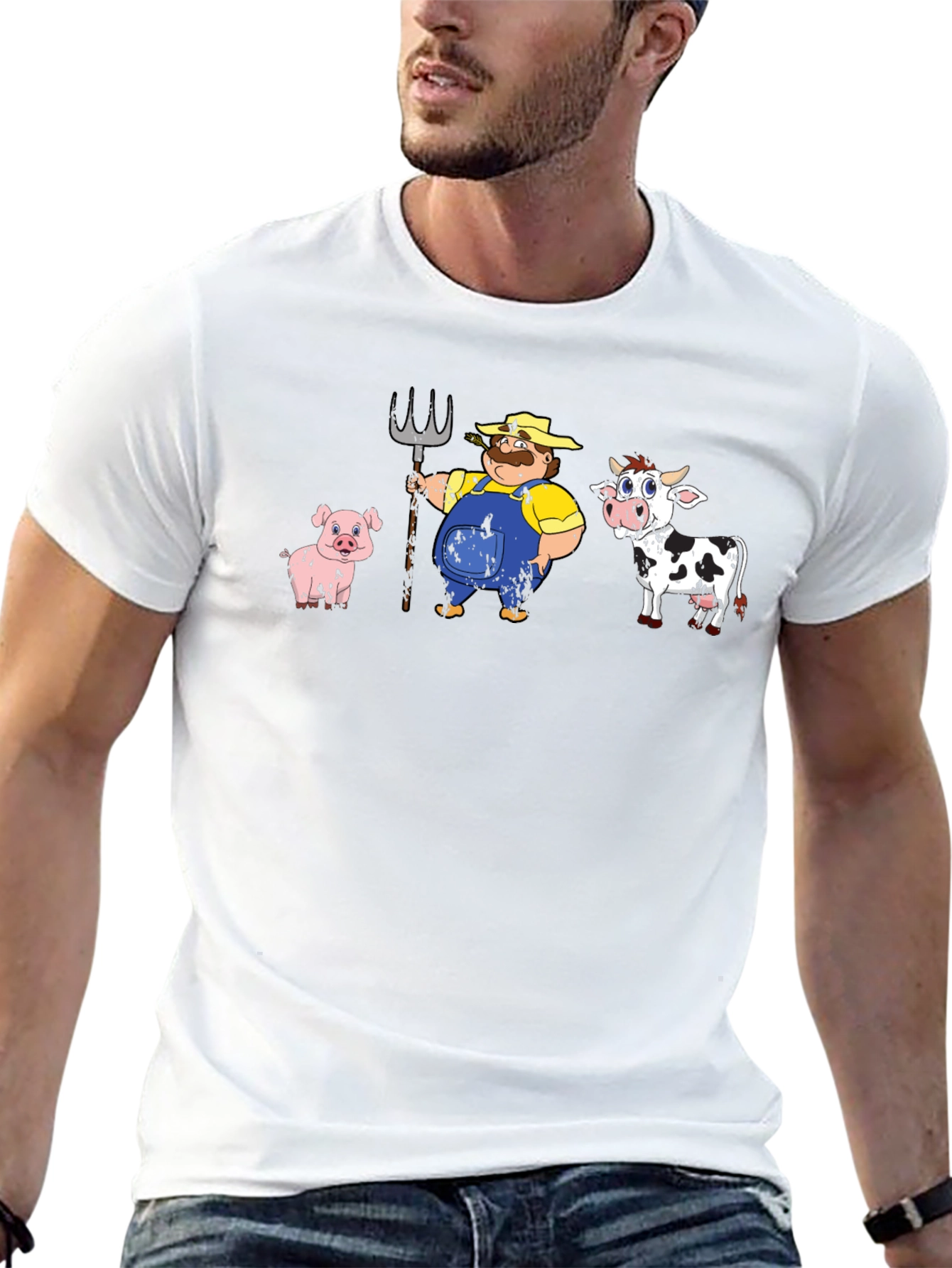 Black Cartoon Farm Animals T-Shirt view 13