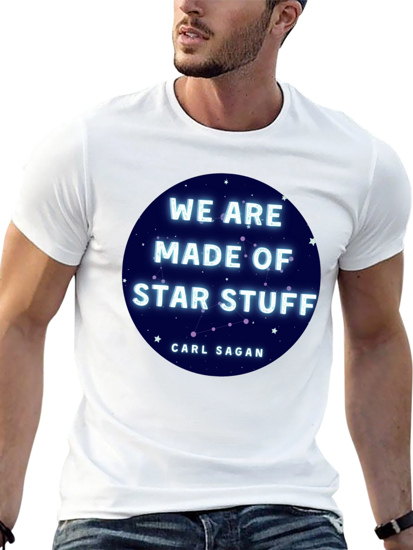 Black Cosmic Carl Sagan T-Shirt - We Are Star Stuff Tee view 13
