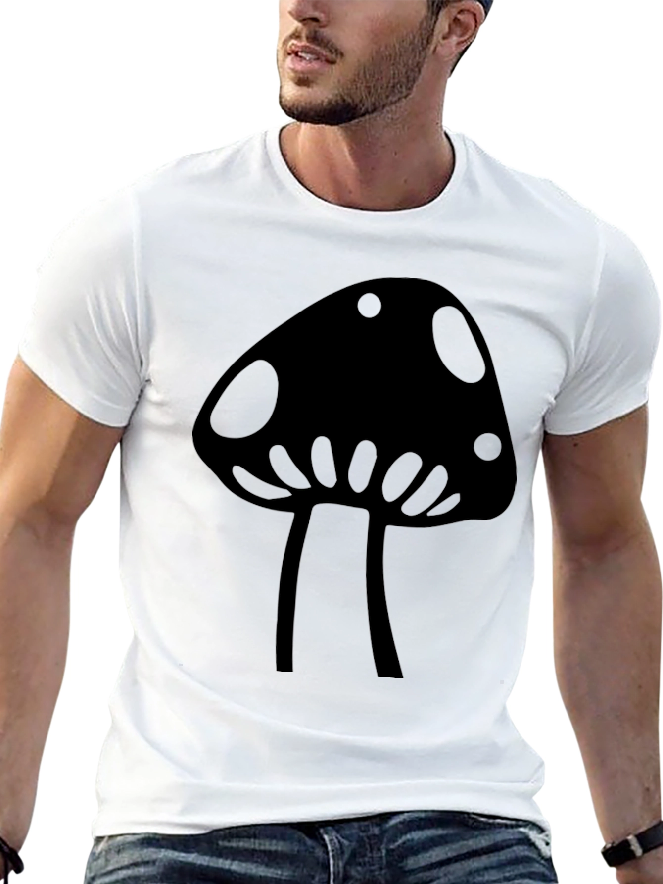 Black Mushroom Graphic Tee - Cool & Casual view 13