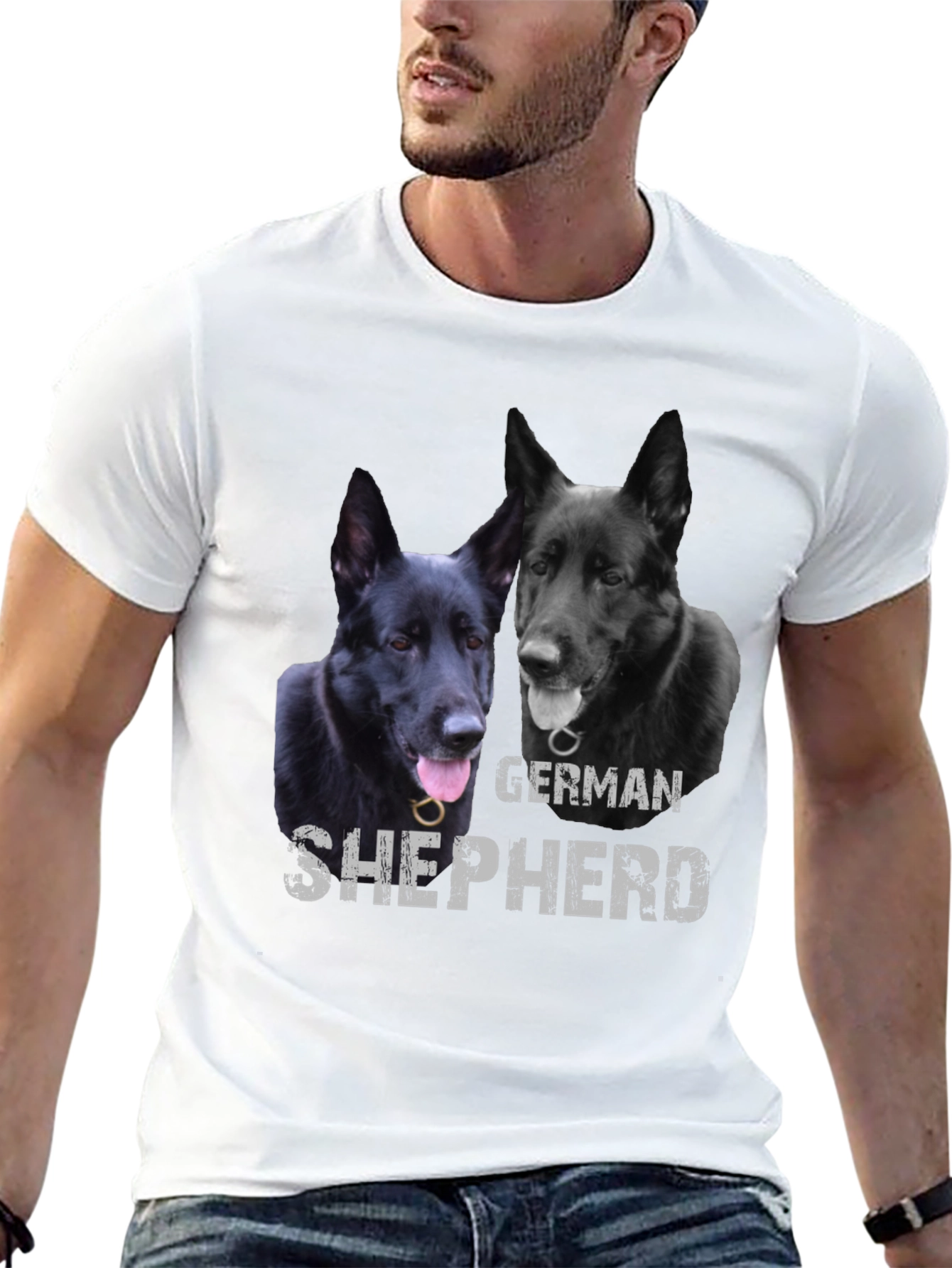 Black German Shepherd Dog Graphic Print Black T-Shirt view 13