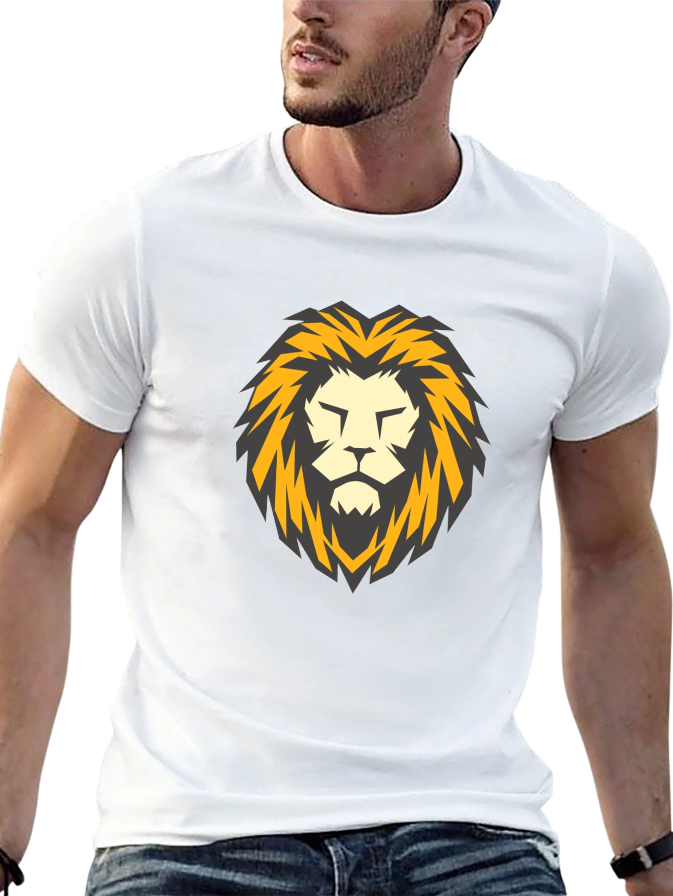 Black Lion Head Graphic Black T-Shirt view 13