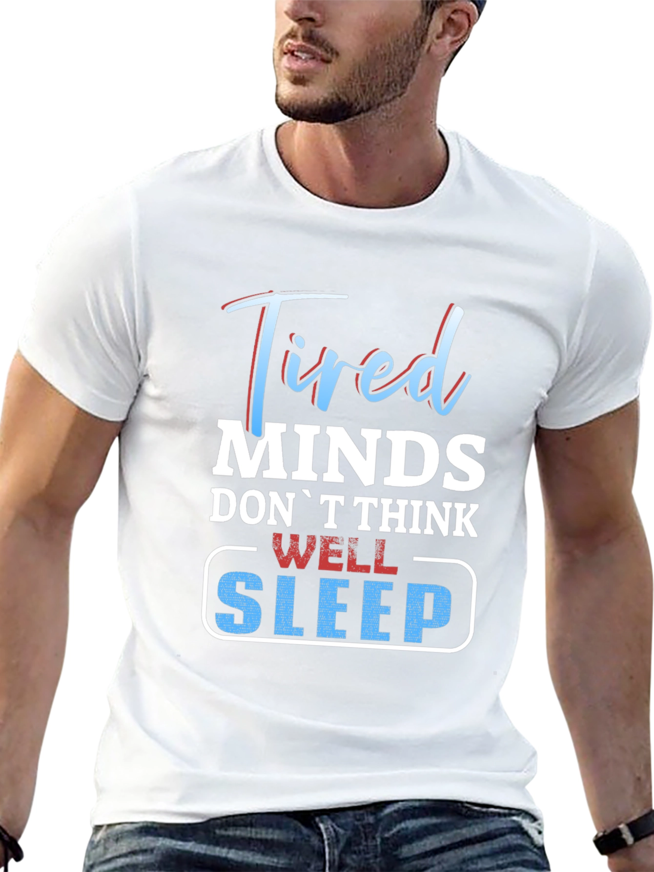 Black Tired Minds Sleep Well Graphic T-Shirt view 13