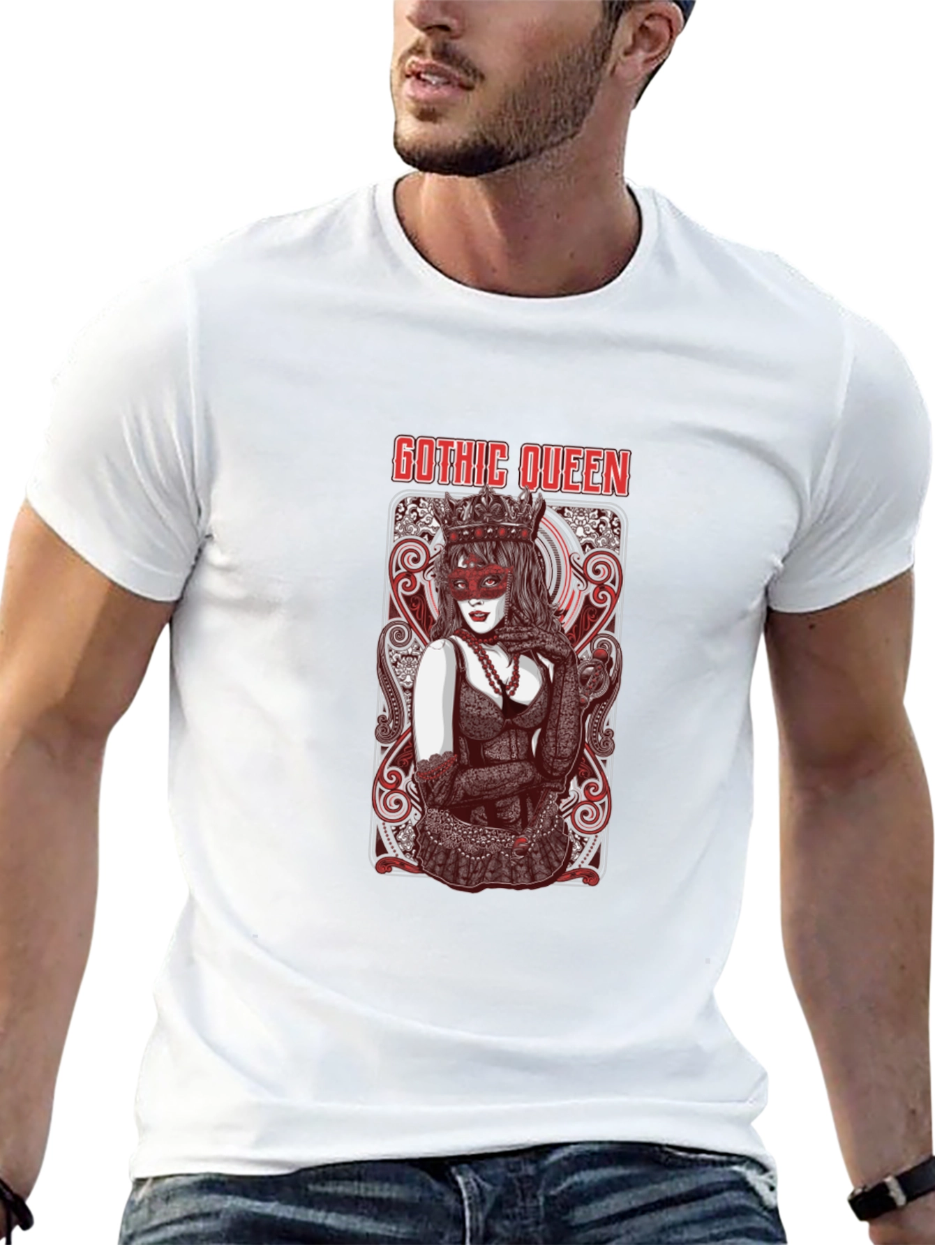 Black Gothic Queen Graphic T-Shirt - Dark & Stylish Tee view 13