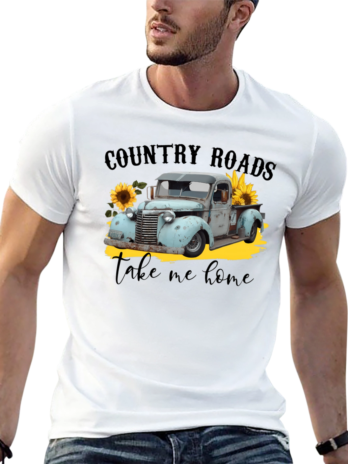 Country Roads Take Me Home Black Graphic Tee - 13