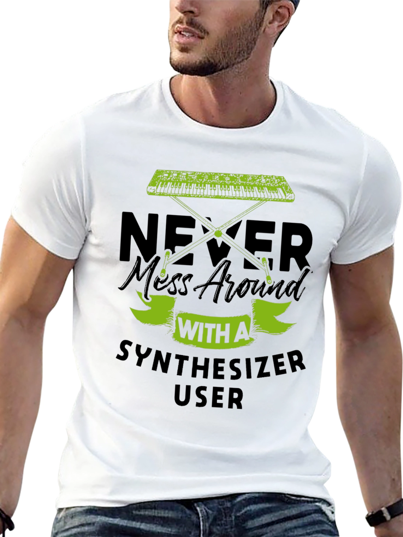 Black Never Mess With A Synthesizer User T-Shirt view 13