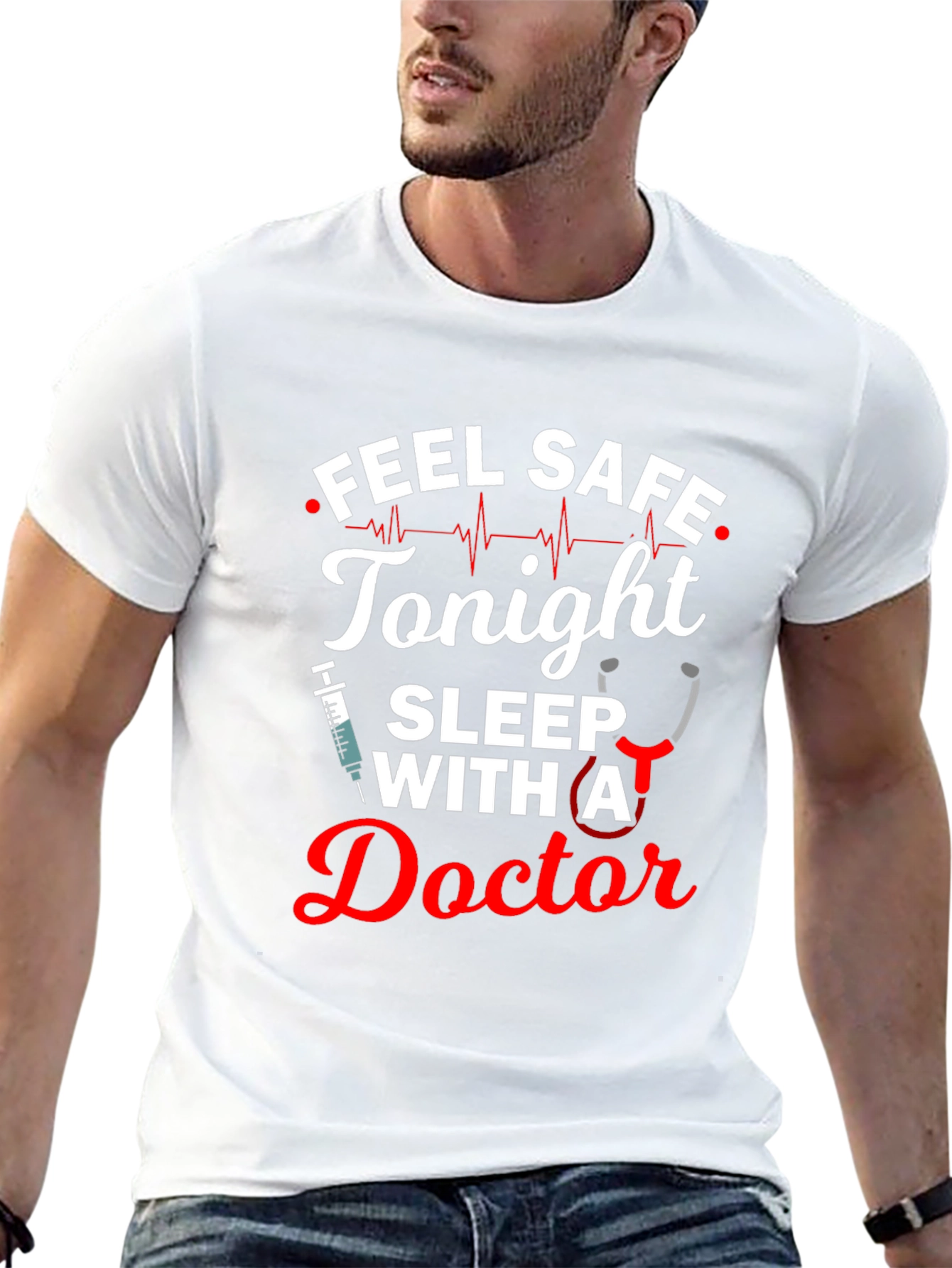 Black Feel Safe Tonight Doctor T-Shirt view 13