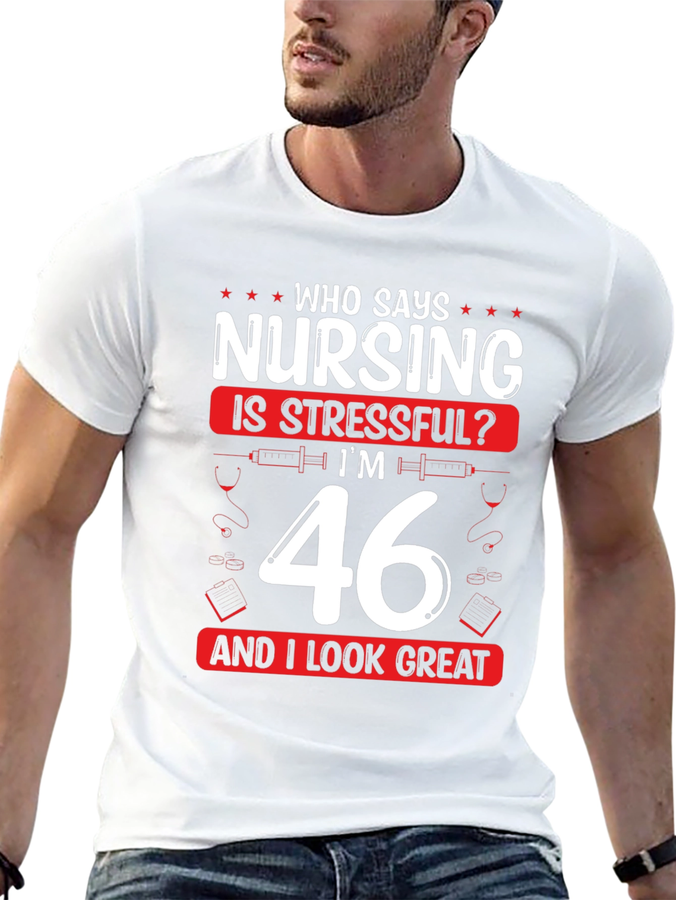 Black Funny Nursing 46th Birthday T-Shirt view 13